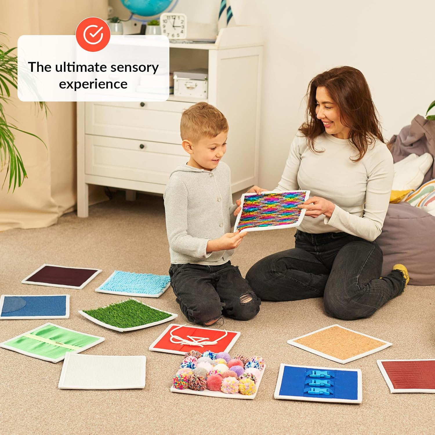 Sensory Wall Panel for Kids, 12 Pcs Sensory Tiles for Wall and Floor