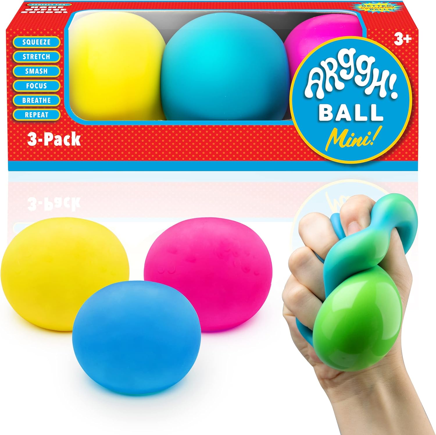 Arggh Calm Mini Stress Balls for Adults and Kids - 3Pk Squishy Stress Balls