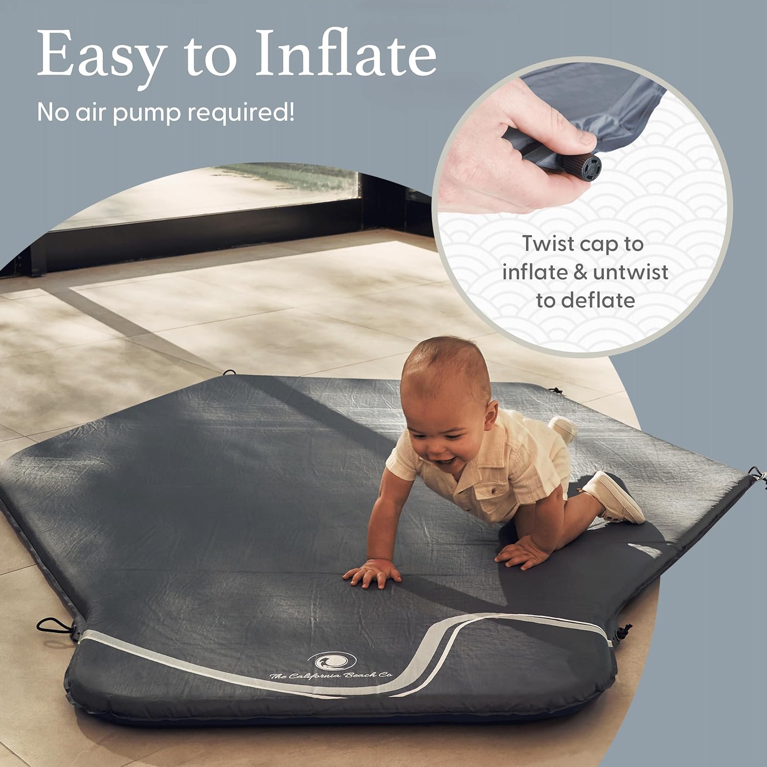 POP 'N GO Premium Outdoor Baby Playpen with Self-Inflating Playmat (Charcoal Black)