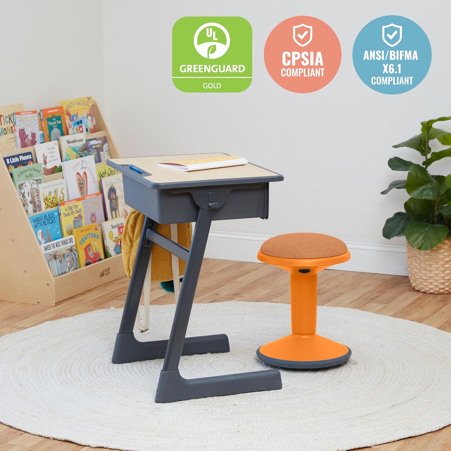Sitwell Wobble Stool with Cushion, Adjustable Height