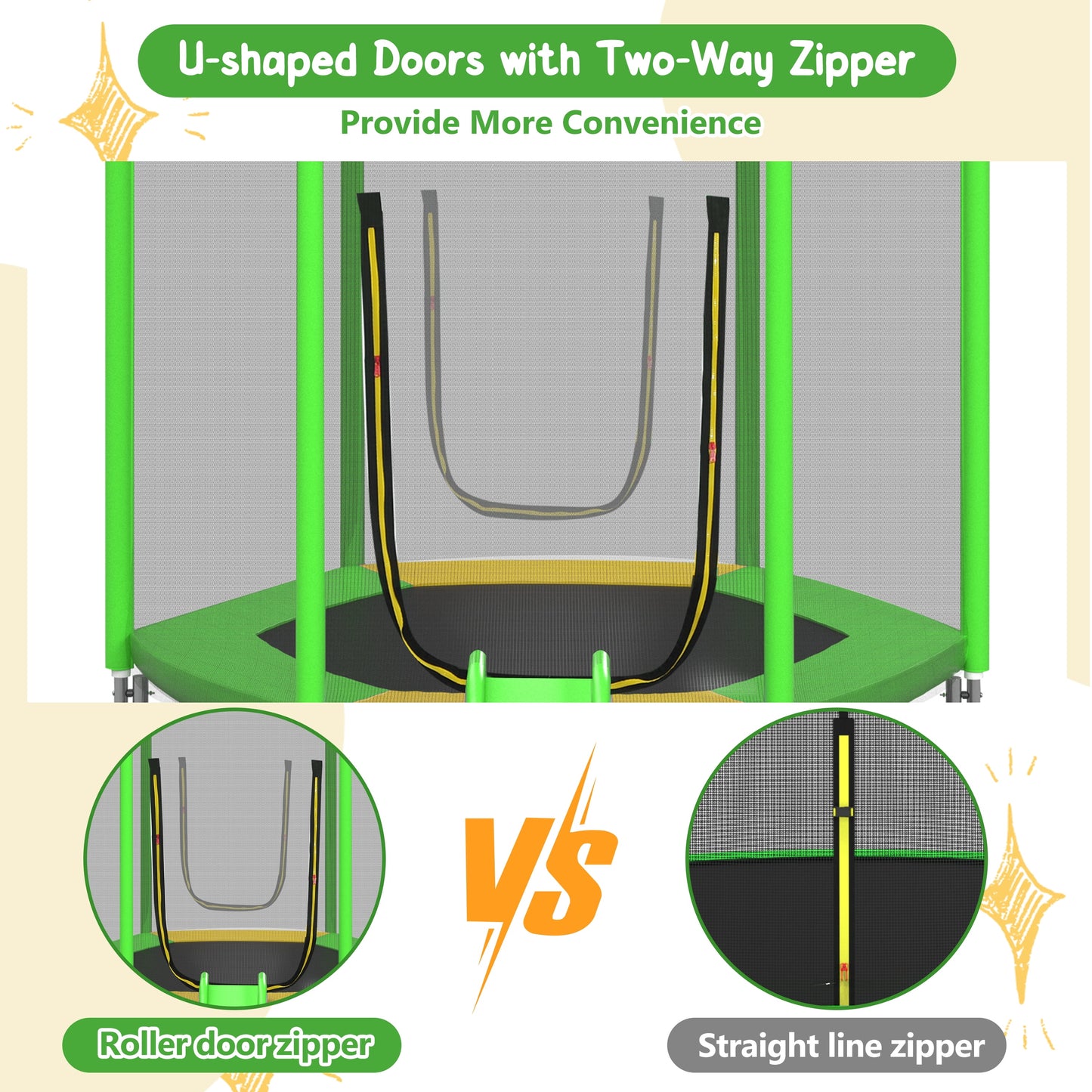 7FT Kids Trampoline with Safety Enclosure Net, Indoor Outdoor Trampoline with Slide,Ladder,Spring Pad,All-Weather Trampolines