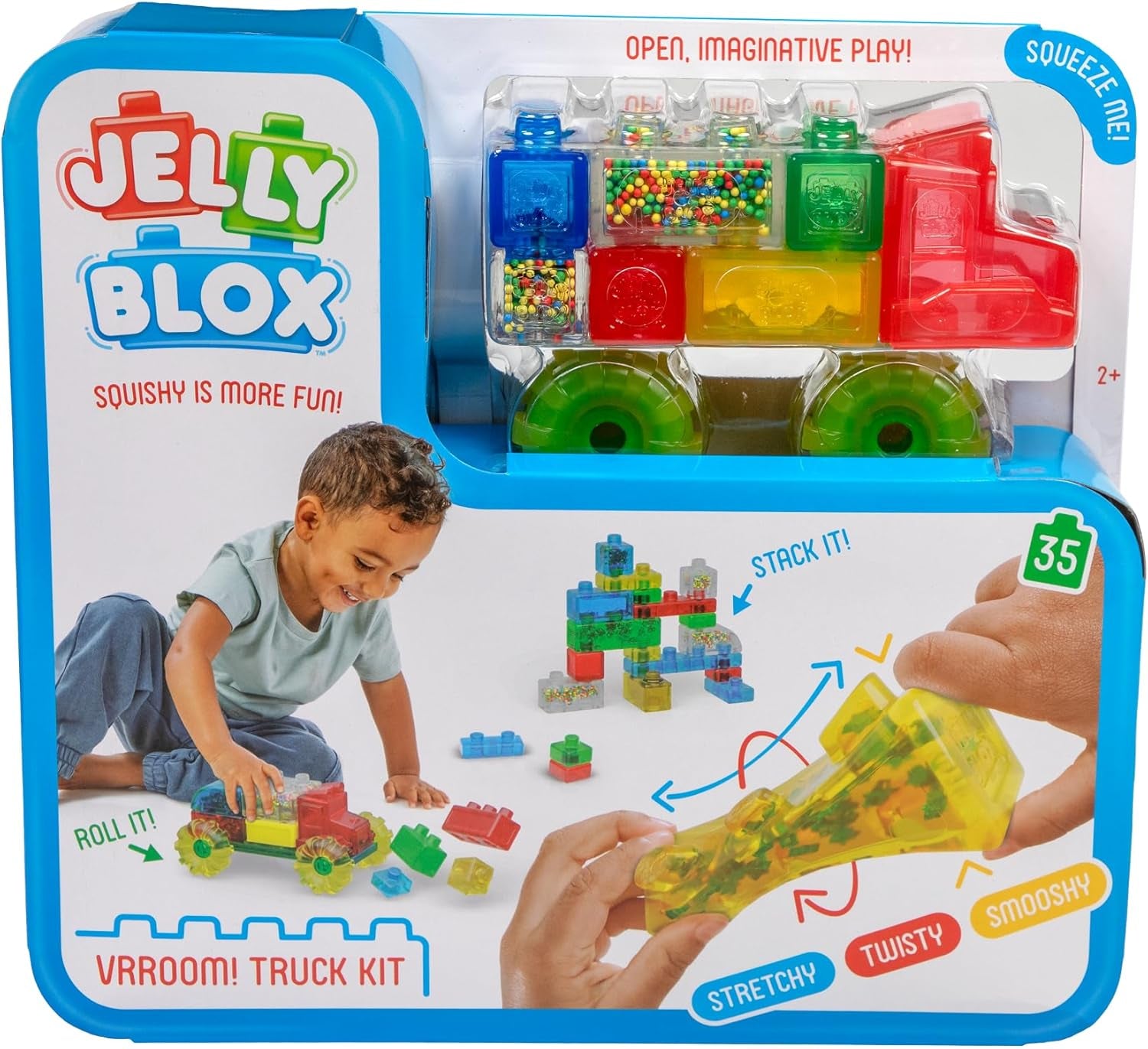 Jelly Blox Vrooom! Truck Kit, Includes 35 Blocks Kids Can Squeeze, Stretch and Squish