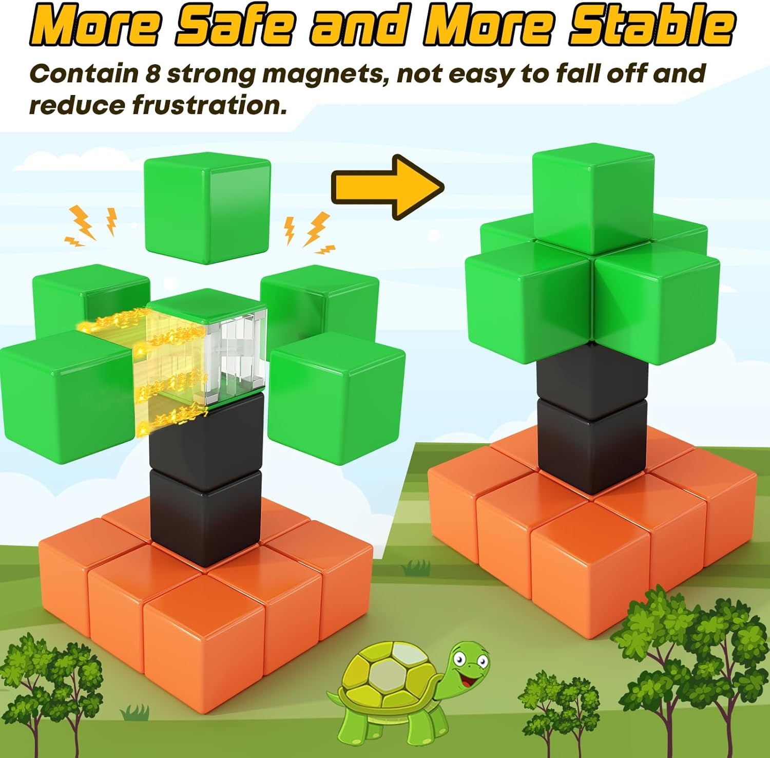 48PCS Large Magnetic Cube Building Blocks Toy for Sensory STEM Education