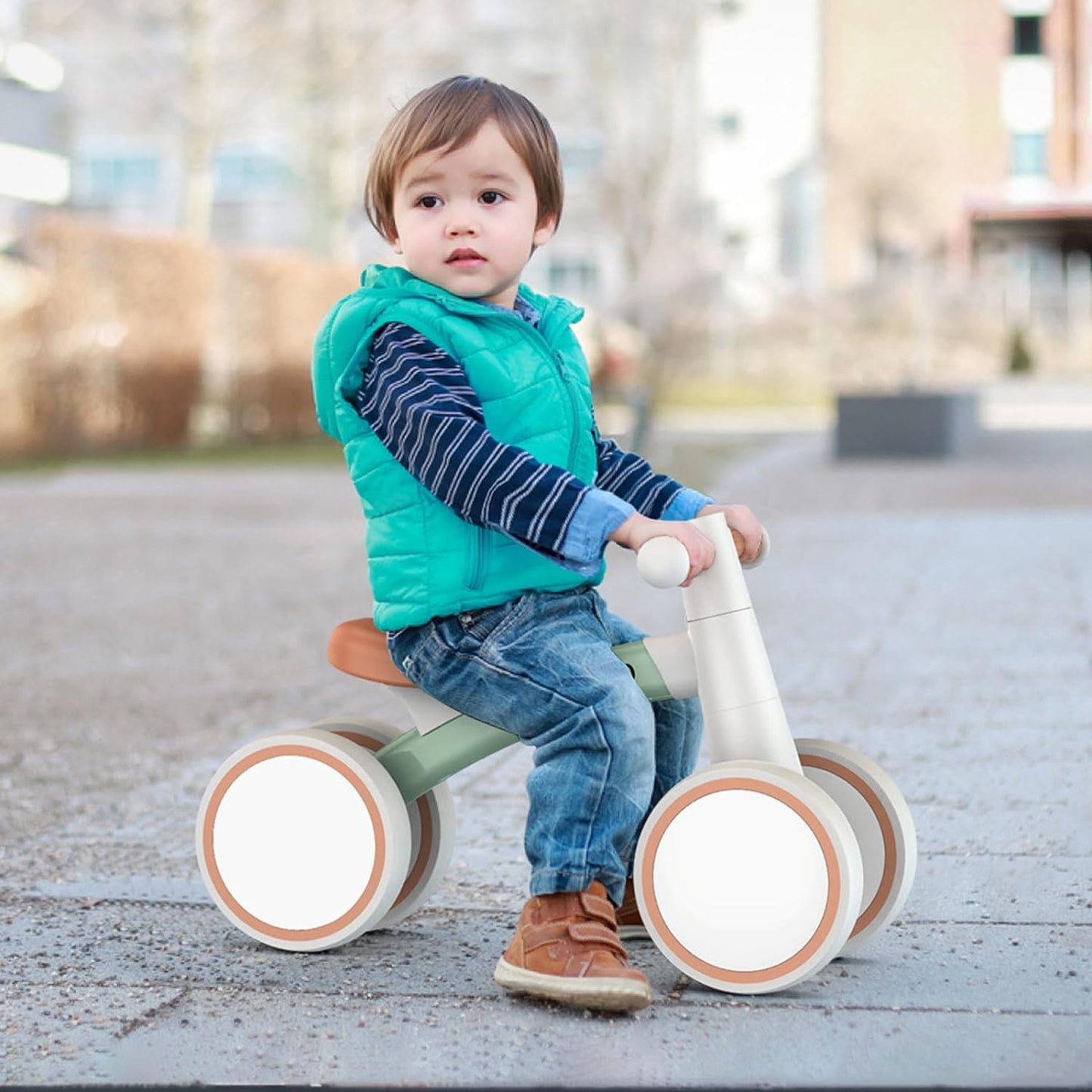 Toddler Balance Bike for 12-24 Months, 4 Wheels First Bike