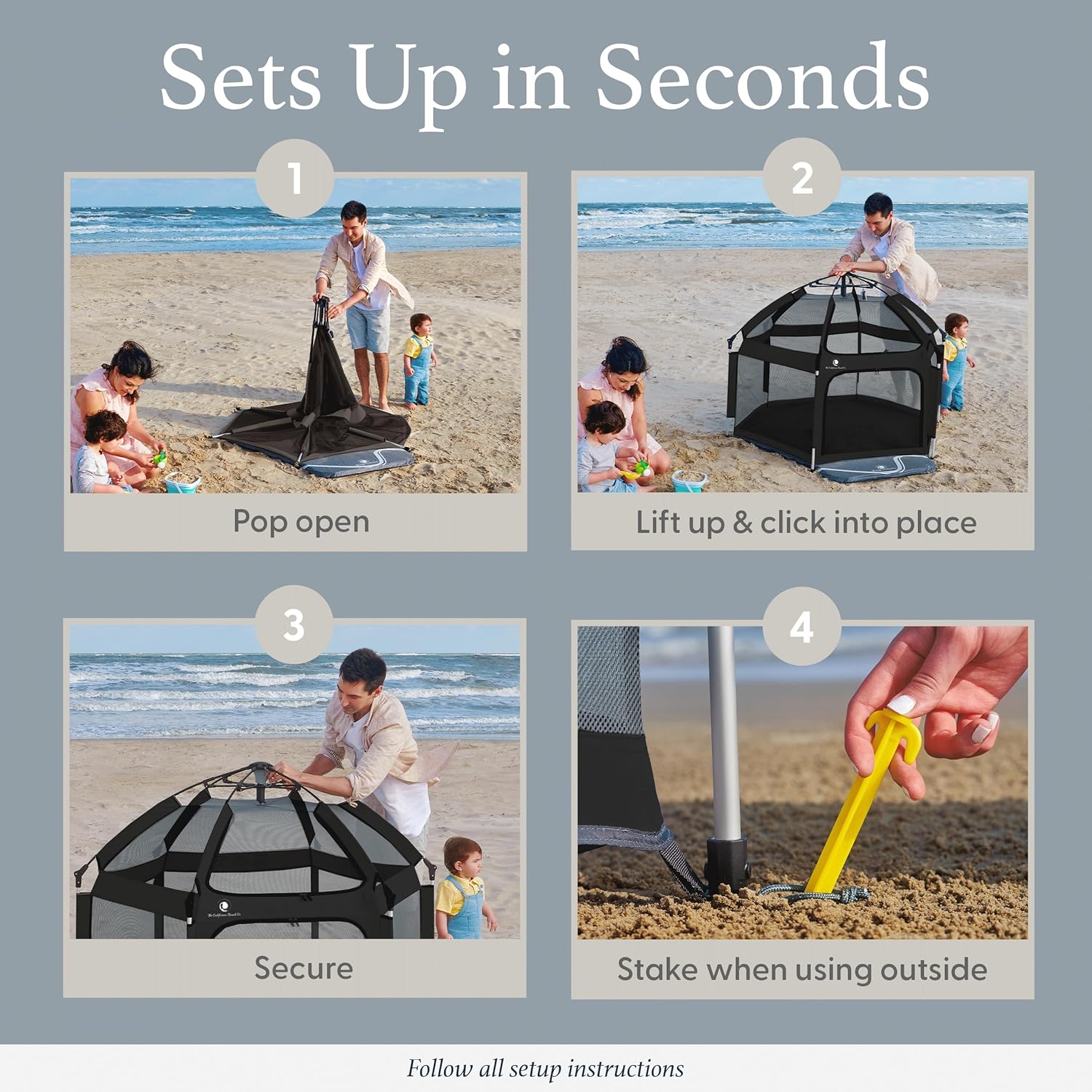 POP 'N GO Premium Outdoor Baby Playpen with Self-Inflating Playmat (Charcoal Black)