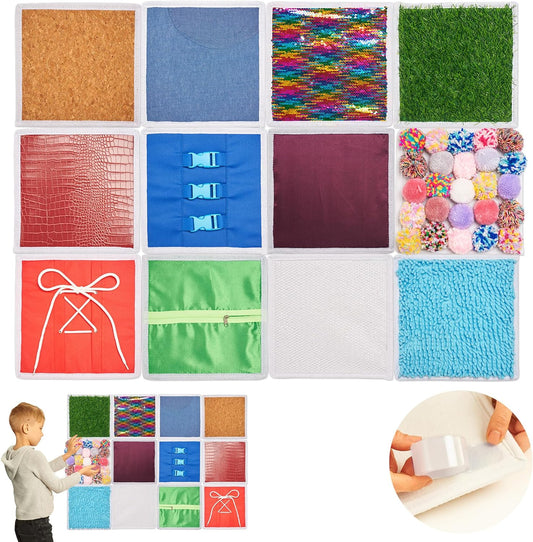 Sensory Wall Panel for Kids, 12 Pcs Sensory Tiles for Wall and Floor