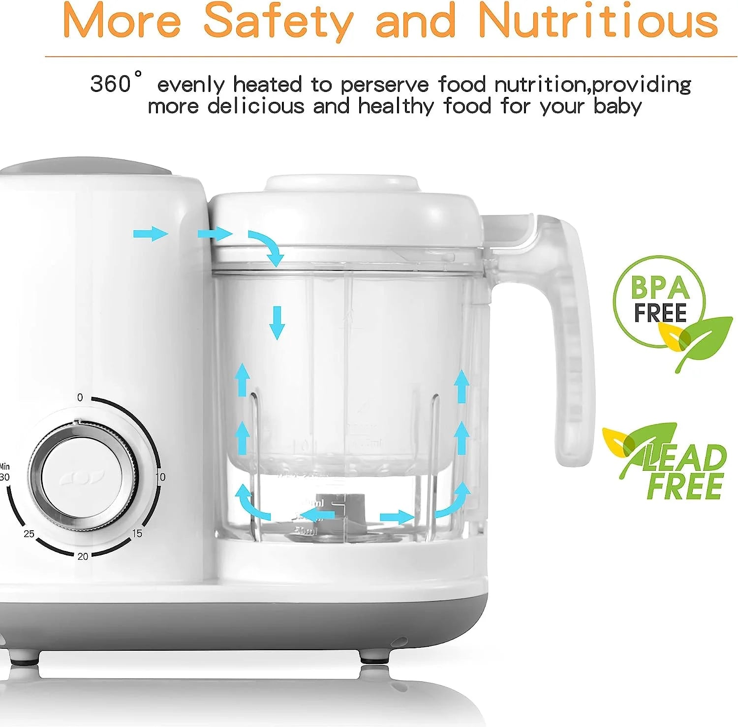 Baby Food Maker Baby Food Processor Puree Blender Multi-Function Steamer Grinder Blender, Baby Food Warmer Mills Machine, Constant Temperature 24H, Auto Cooking & Grinding