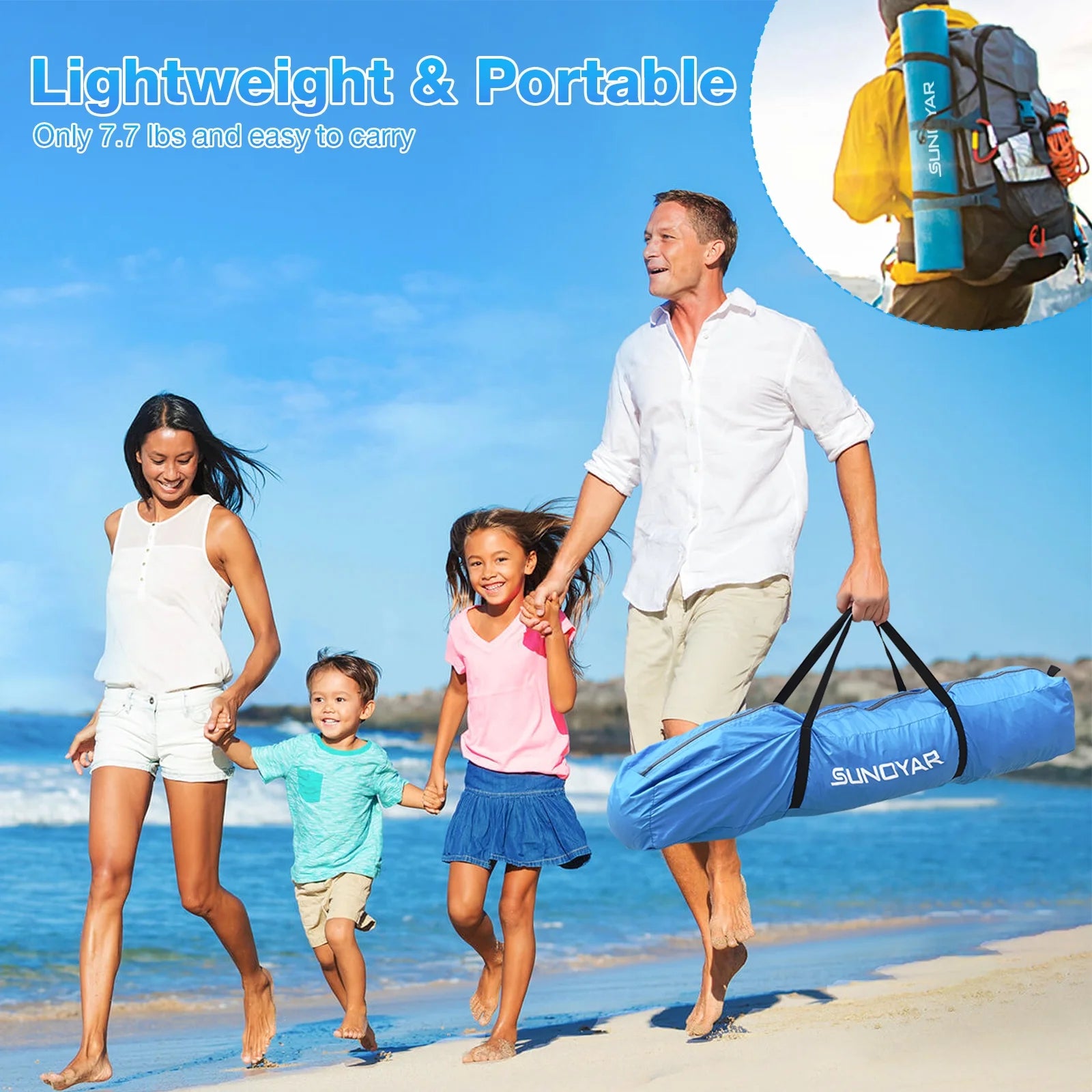 Beach Tent for 4-6 Person, UPF 50+ UV Protection Pop up Beach Tent Sun Shelter, Lightweight Waterproof Sunshade
