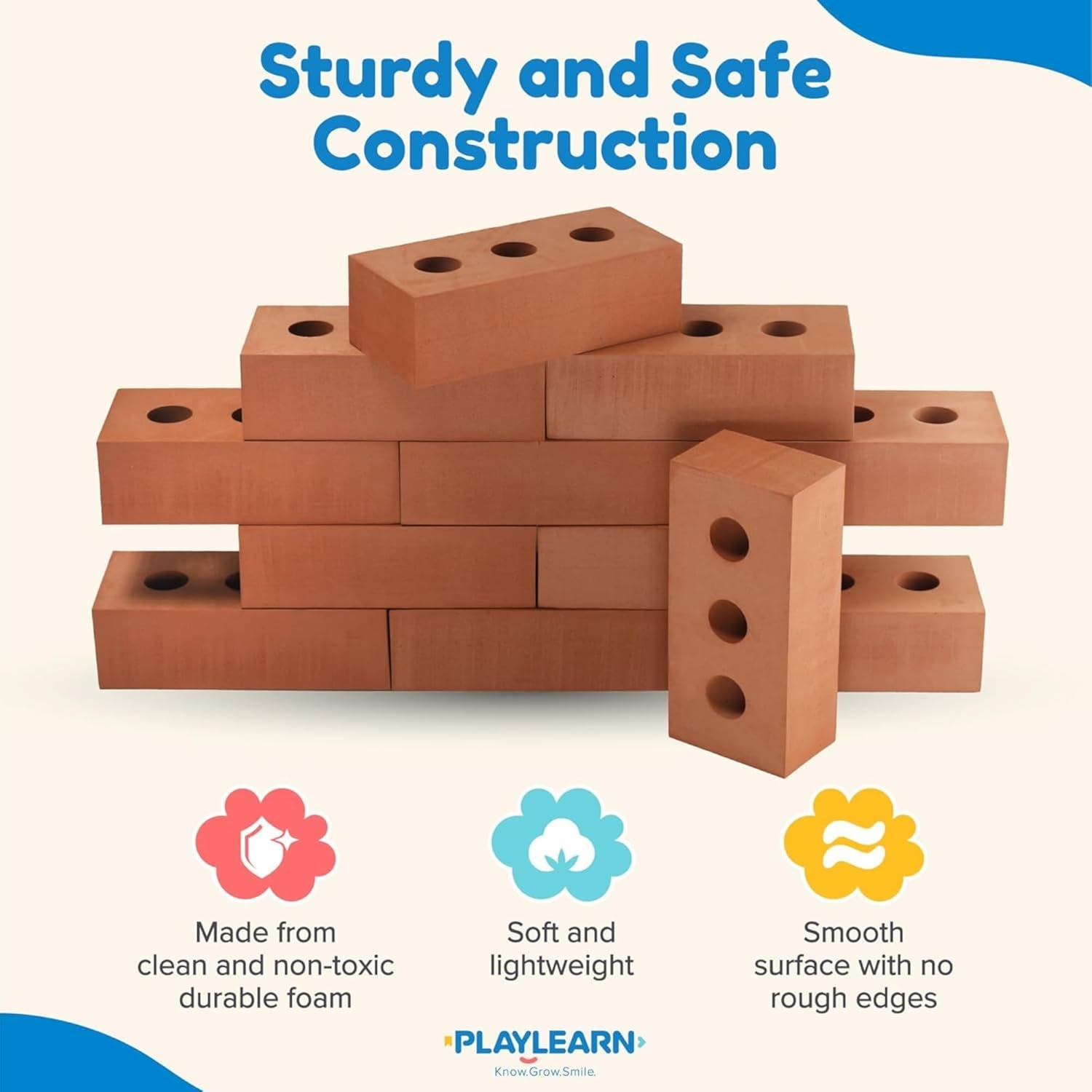 25Pc Foam Building Blocks for Kids - Children'S Reflective Worker Vest and Storage Bag Included - Actual Brick Size Lightweight, Soft Building Blocks