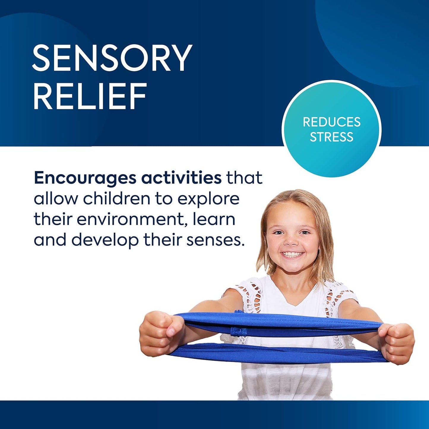 Bouncyband Stretch Band Focus Tool, 30” Resistance Band for Kids Stretches to over 46”, Silent Sensory Tool