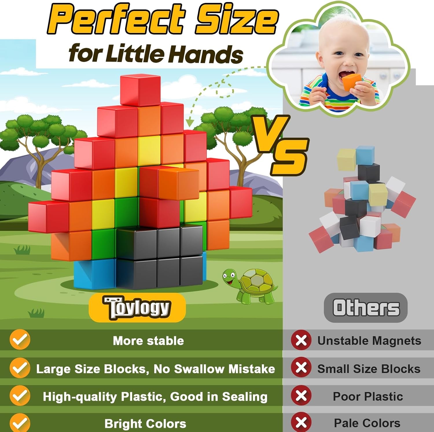 48PCS Large Magnetic Cube Building Blocks Toy for Sensory STEM Education
