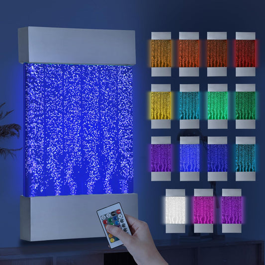 LED Bubble Wall with Colorful Fountain Tubes for Sensory Relief, with Remote