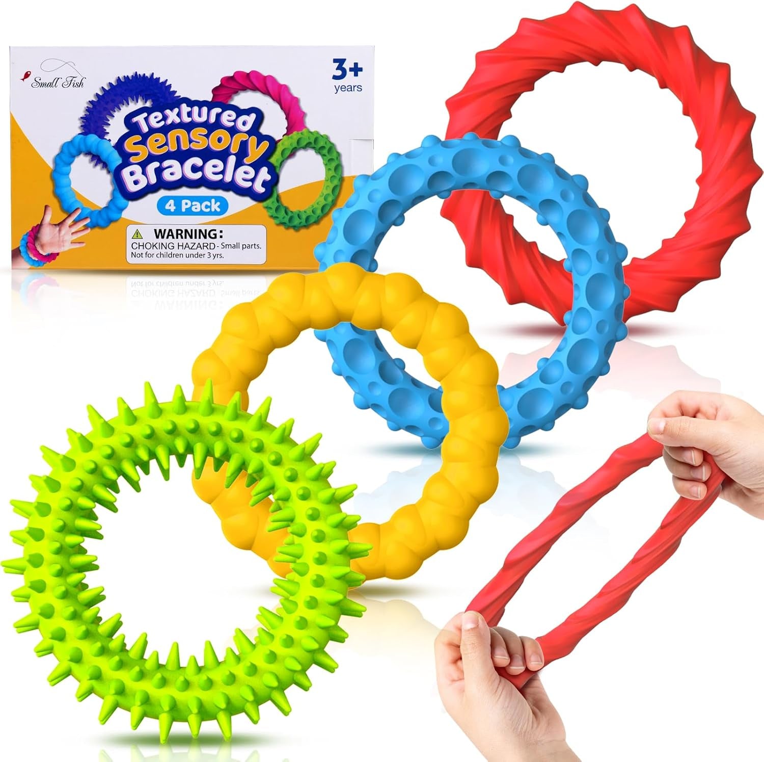 4 Pack Sensory Fidget Stretchy Bracelet | Texture & Calming Sensory Toys