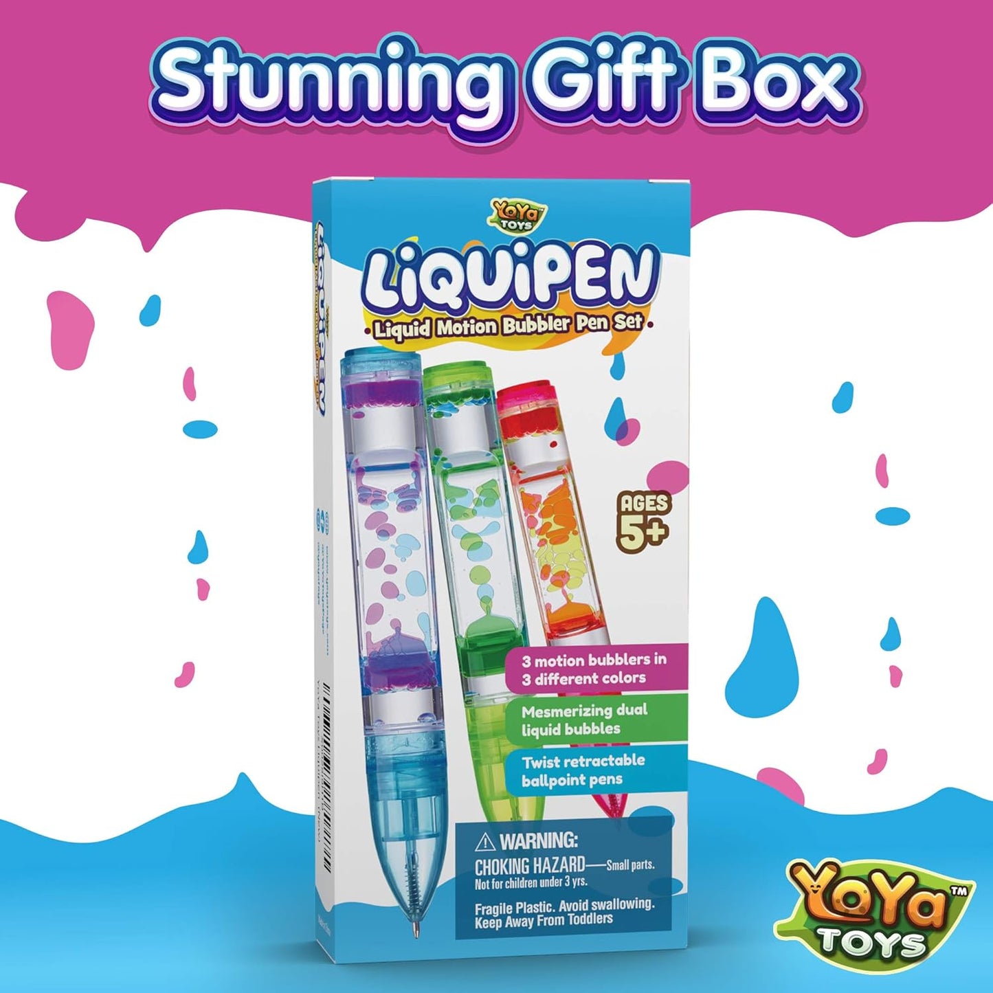 Liquipen - Liquid Motion Bubbler Pen Toy (3 Pack)