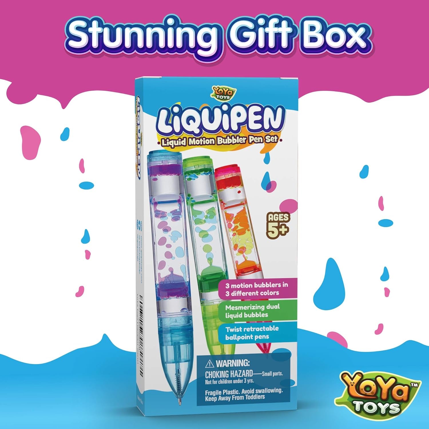 Liquipen - Liquid Motion Bubbler Pen Toy (3 Pack)
