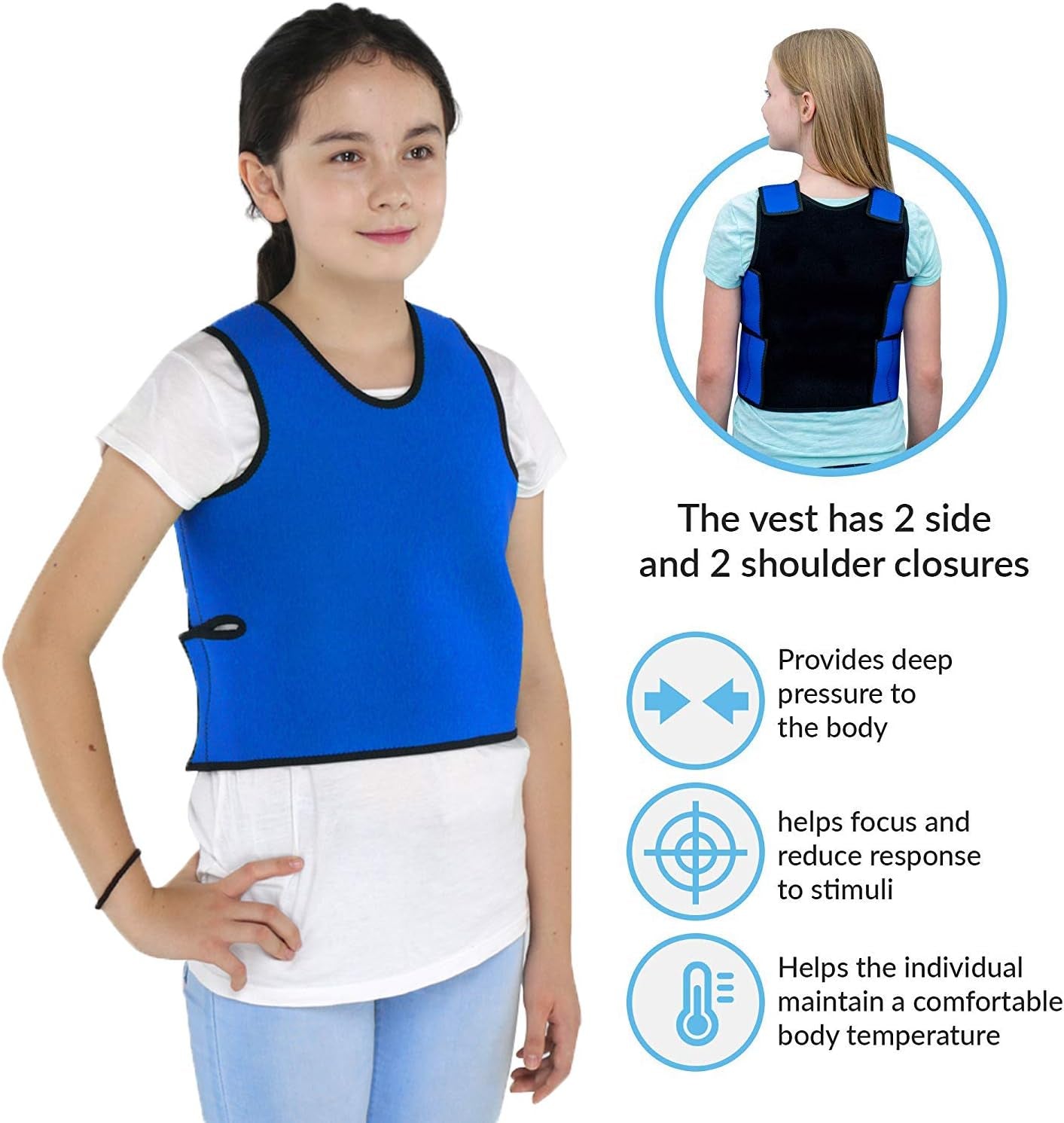 Sensory Compression Vest/  Processing Disorder Deep Pressure Vest (Small 14” X 24”)