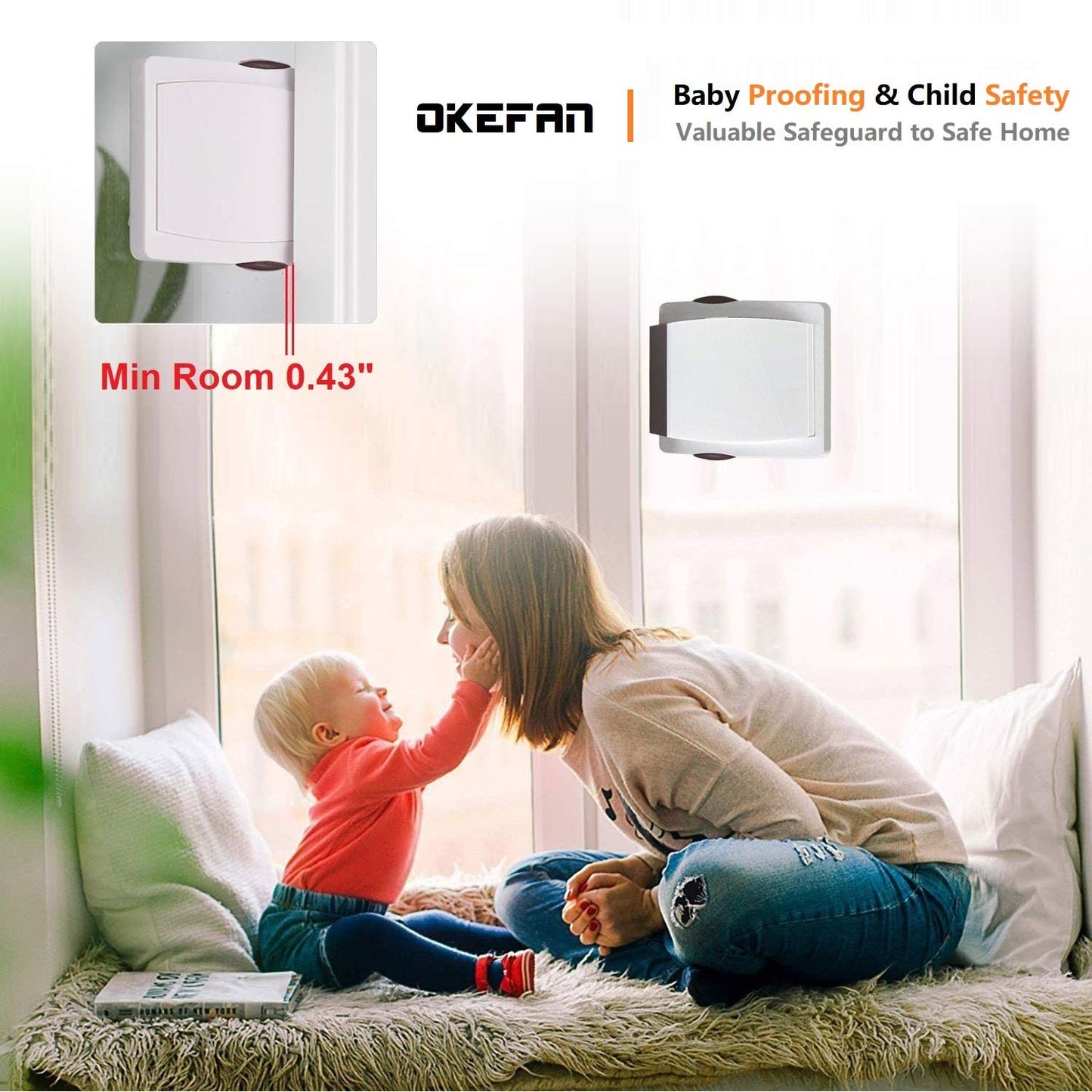 Sliding Glass Door Child Lock -  4 Pack Baby Safety Slide Window Locks for Kids Proof Patio Closet Doors No Drilling Tools Needed (Brown)