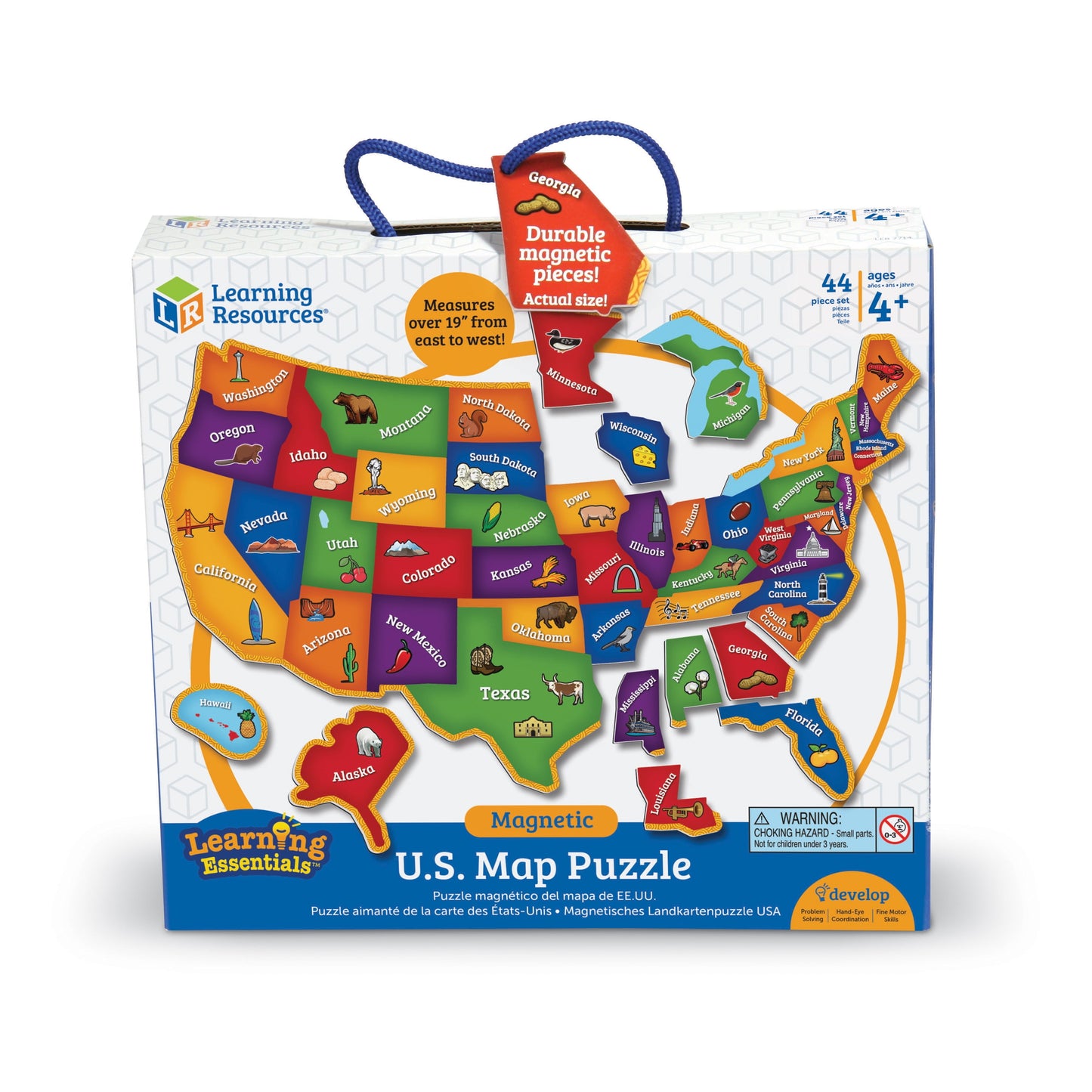 Magnetic U.S. Map Puzzle, Fun Geography for Kids, US Map, Develops Fine Motor Skills, 44 Pieces, Ages 4+