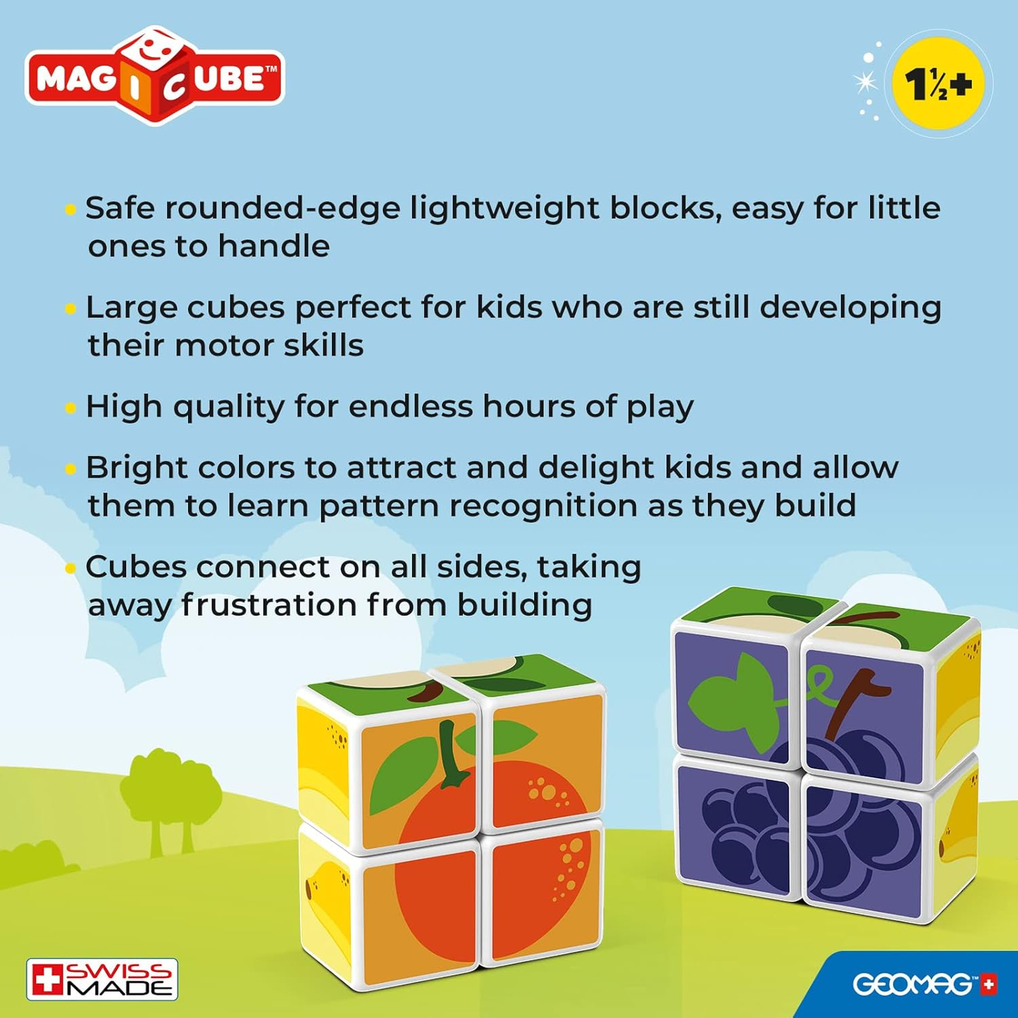 Magicube Fruit 4-Piece Magnetic Cubes Building Set
