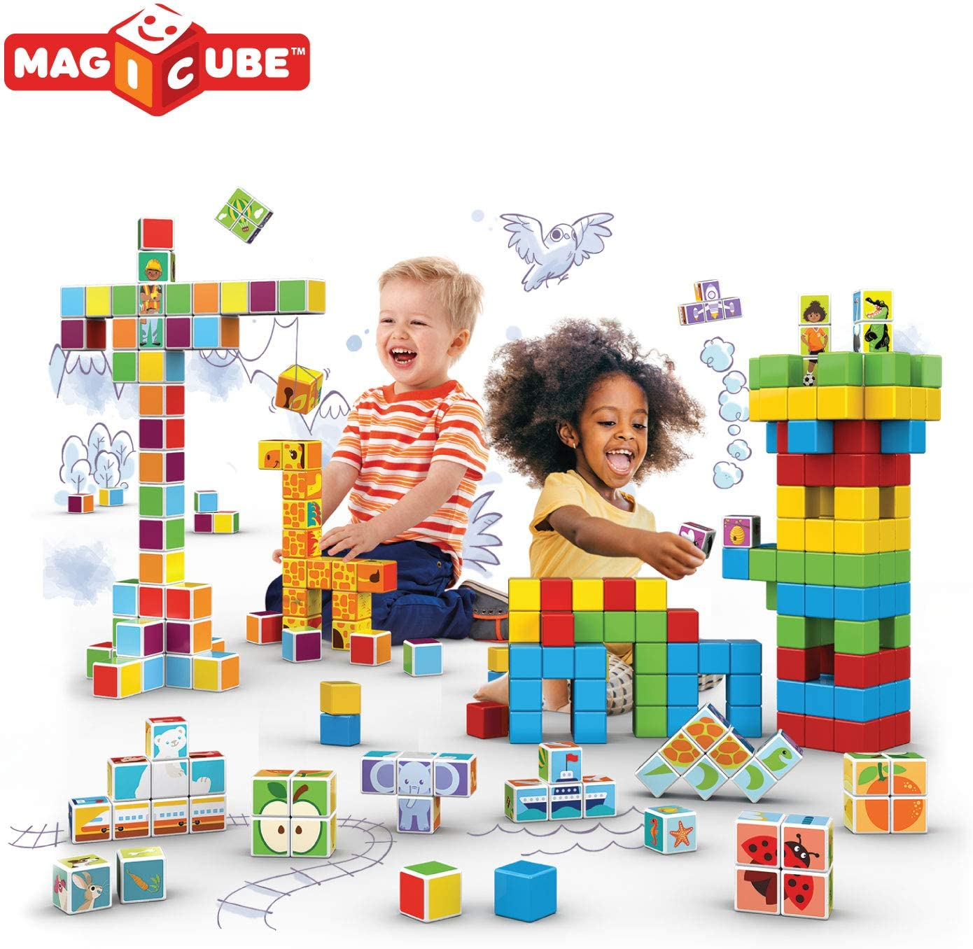 Magicube Fruit 4-Piece Magnetic Cubes Building Set