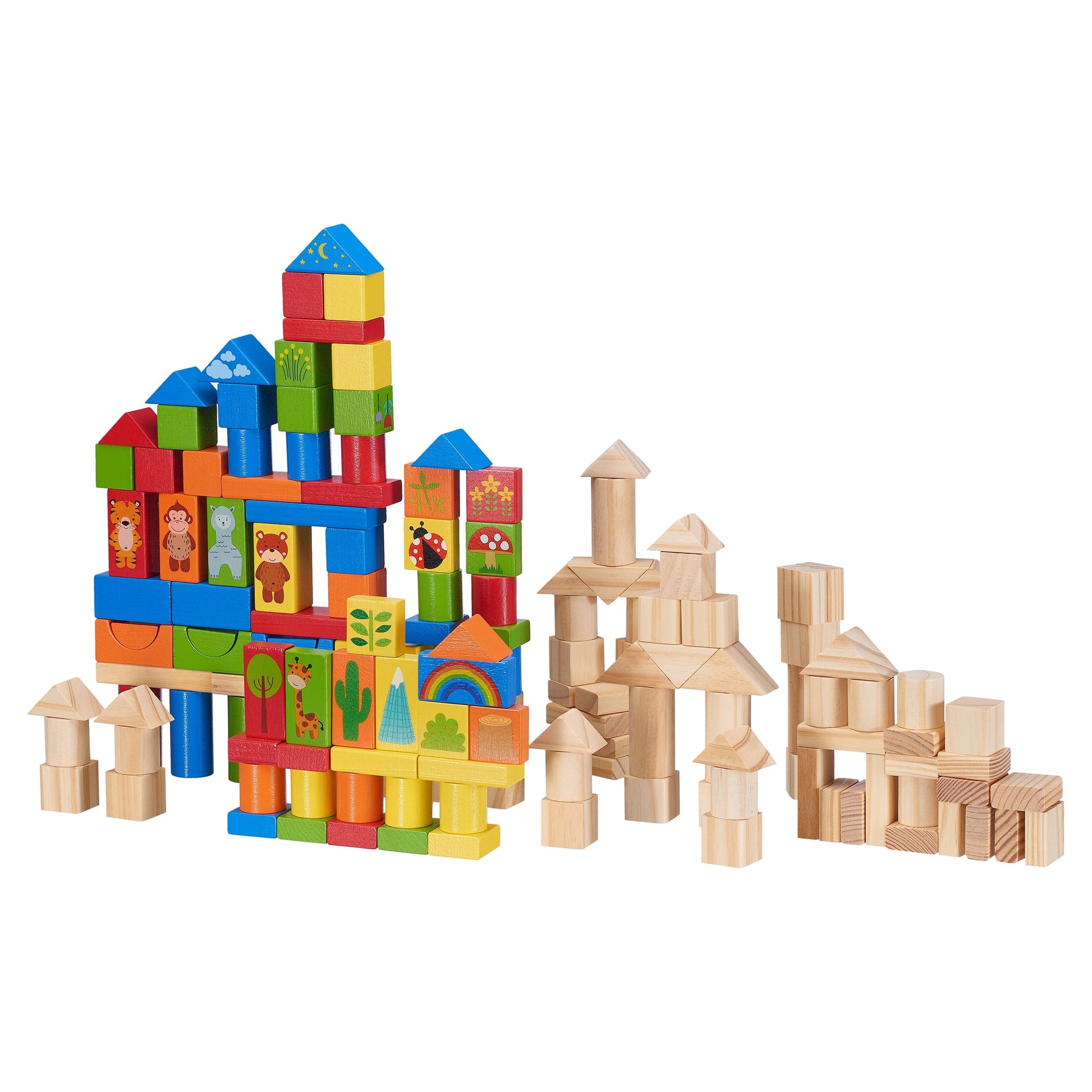 Wood Building Blocks, 150 Pieces, Baby and Toddler Toys