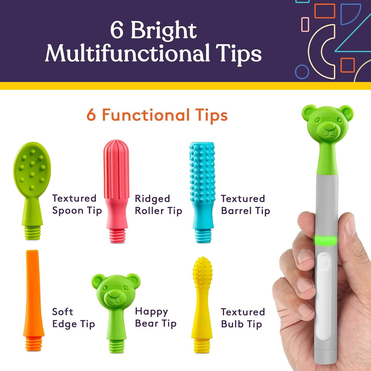 Buzz Buddy Oral Motor Stimulation Kit with 6 Soft Textured Interchange ...