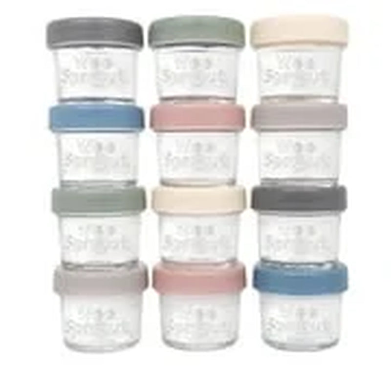 Glass Baby Food Storage Jars with Plastic Lids (4 Oz, 12 Pack Set)