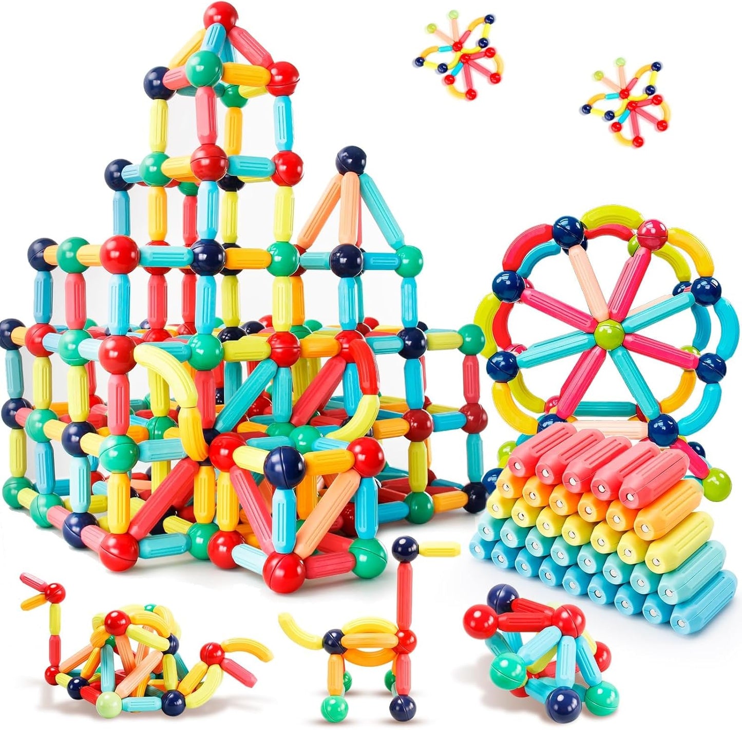 Magnetic Building Blocks STEM Educational Montessori Learning Sticks and Balls