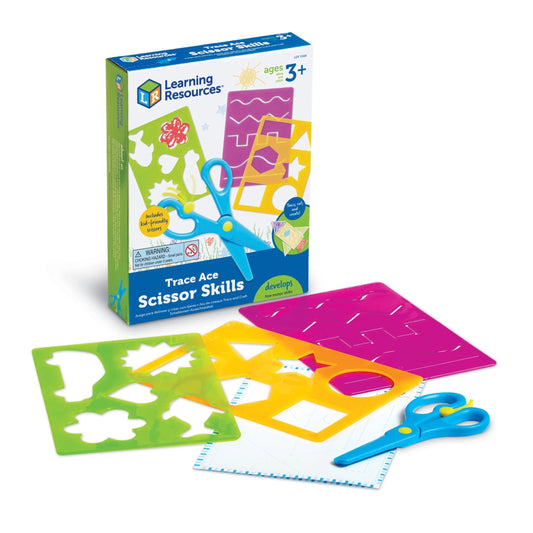 Trace Ace Scissor Skills Set - 7 Pieces, Boys and Girls Ages 3+ Fine Motor Tools for Toddlers, Scissor Skills for Toddlers