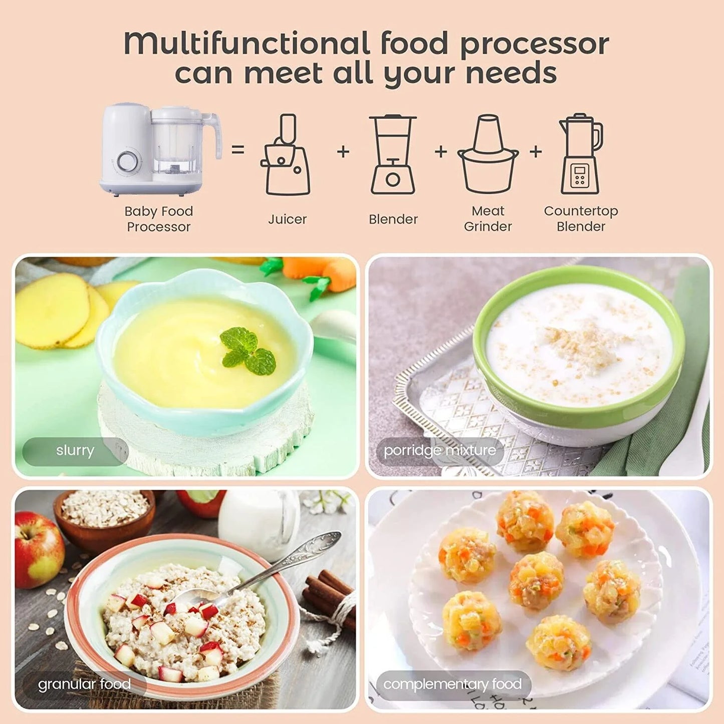 Baby Food Maker Baby Food Processor Puree Blender Multi-Function Steamer Grinder Blender, Baby Food Warmer Mills Machine, Constant Temperature 24H, Auto Cooking & Grinding