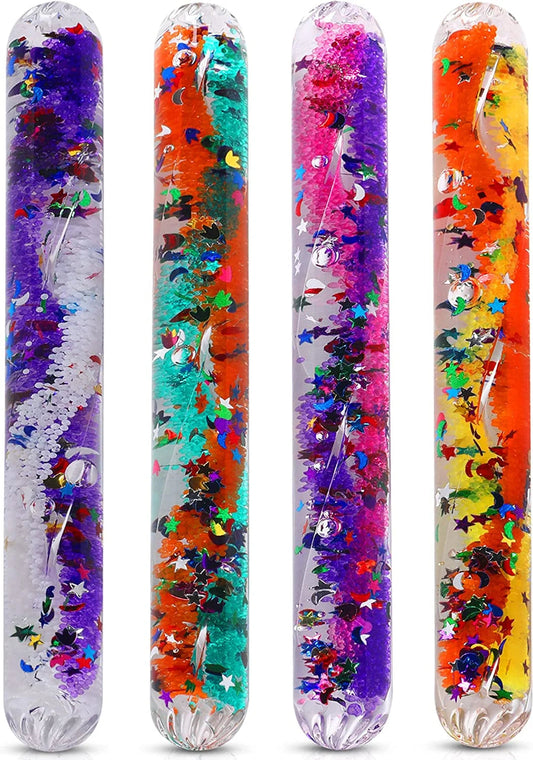 5" Glitter Sensory Wand for Kids Toy 4 Pack