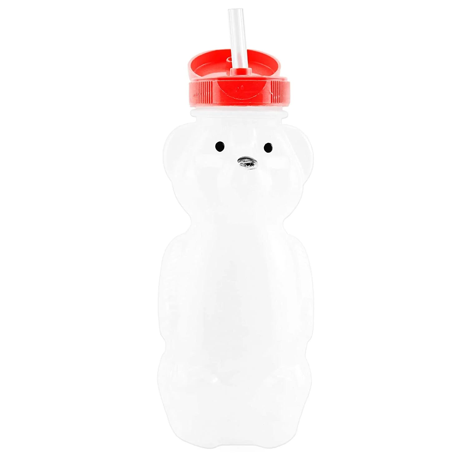 Honey Bear Straw Cups (3-Pack, Colored Lids), 8-Ounce Therapy Sippy Bottles W/Flexible Straws and Colored Lids