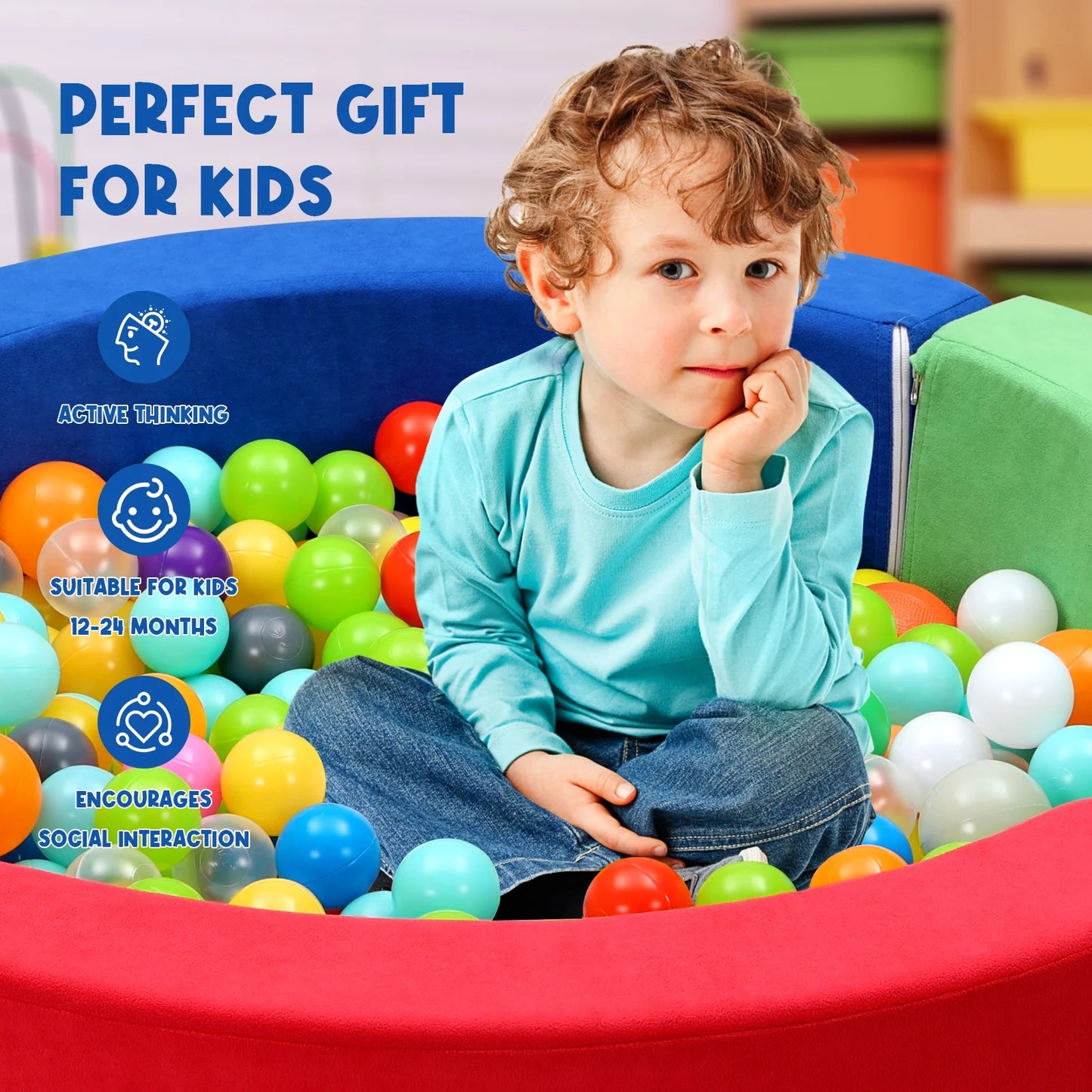Foam Ball Pit for Toddlers Kids Play Tent for 1-6 Years Baby Indoor Outdoor Toys(Balls Not Included)