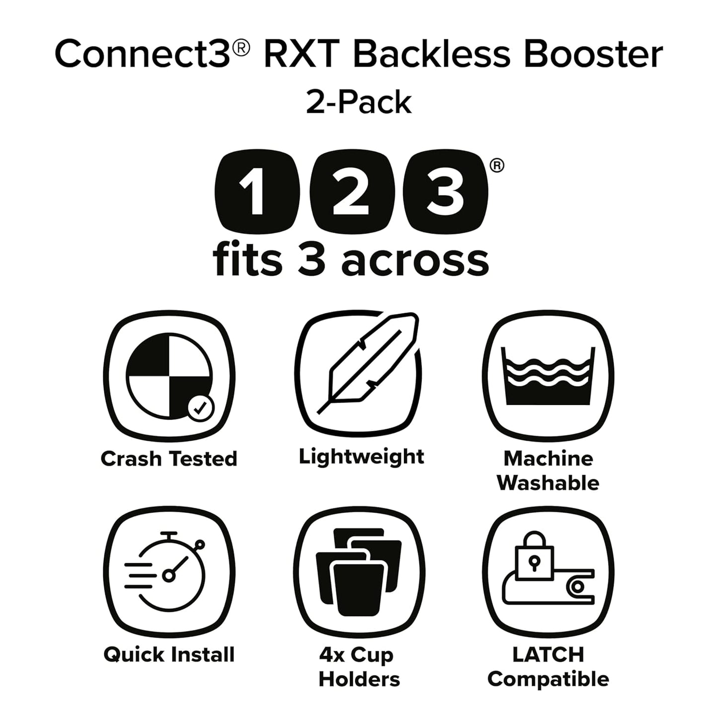 Connect3 RXT Backless Booster, Pack of 2, Slim Fit 3-Across