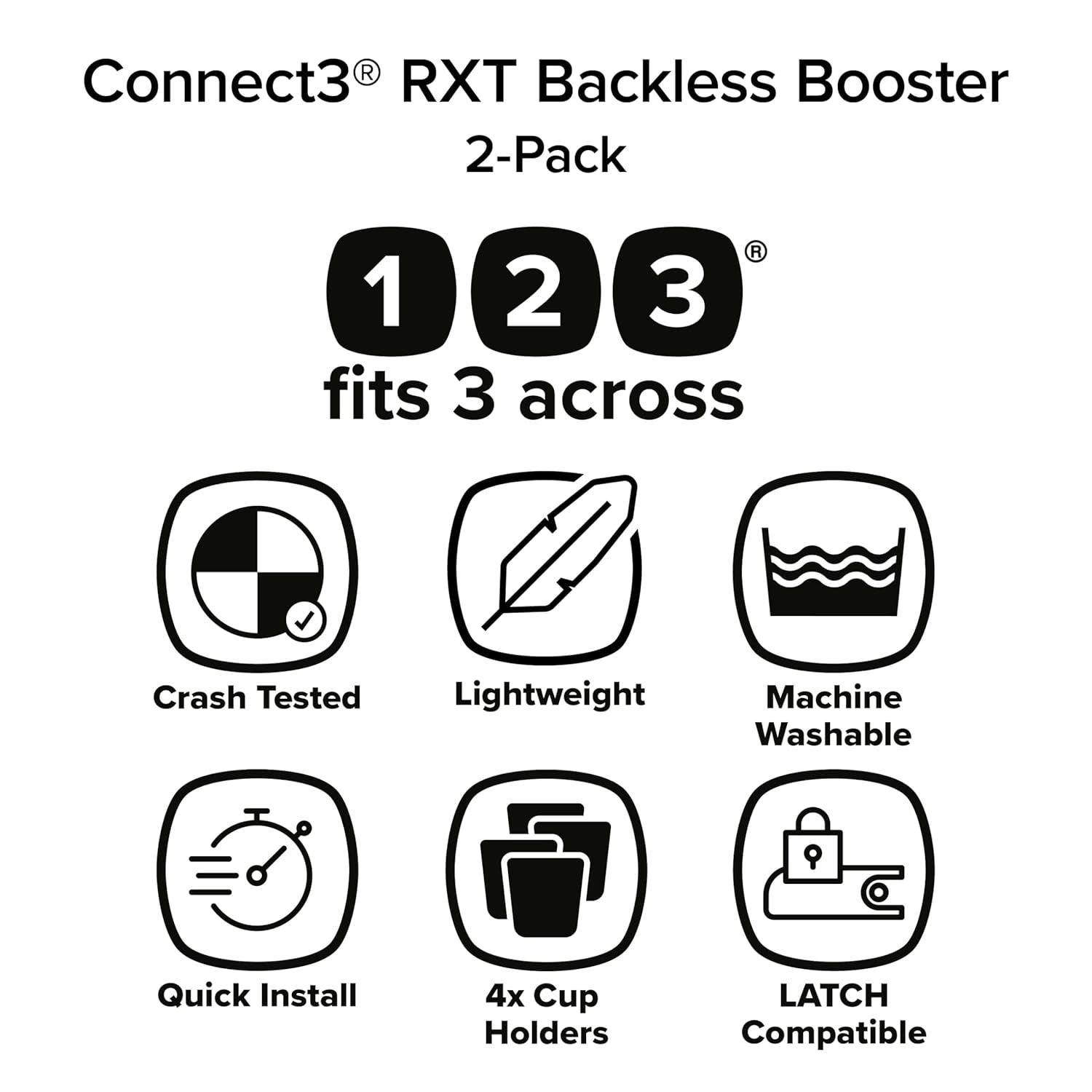 Connect3 RXT Backless Booster, Pack of 2, Slim Fit 3-Across
