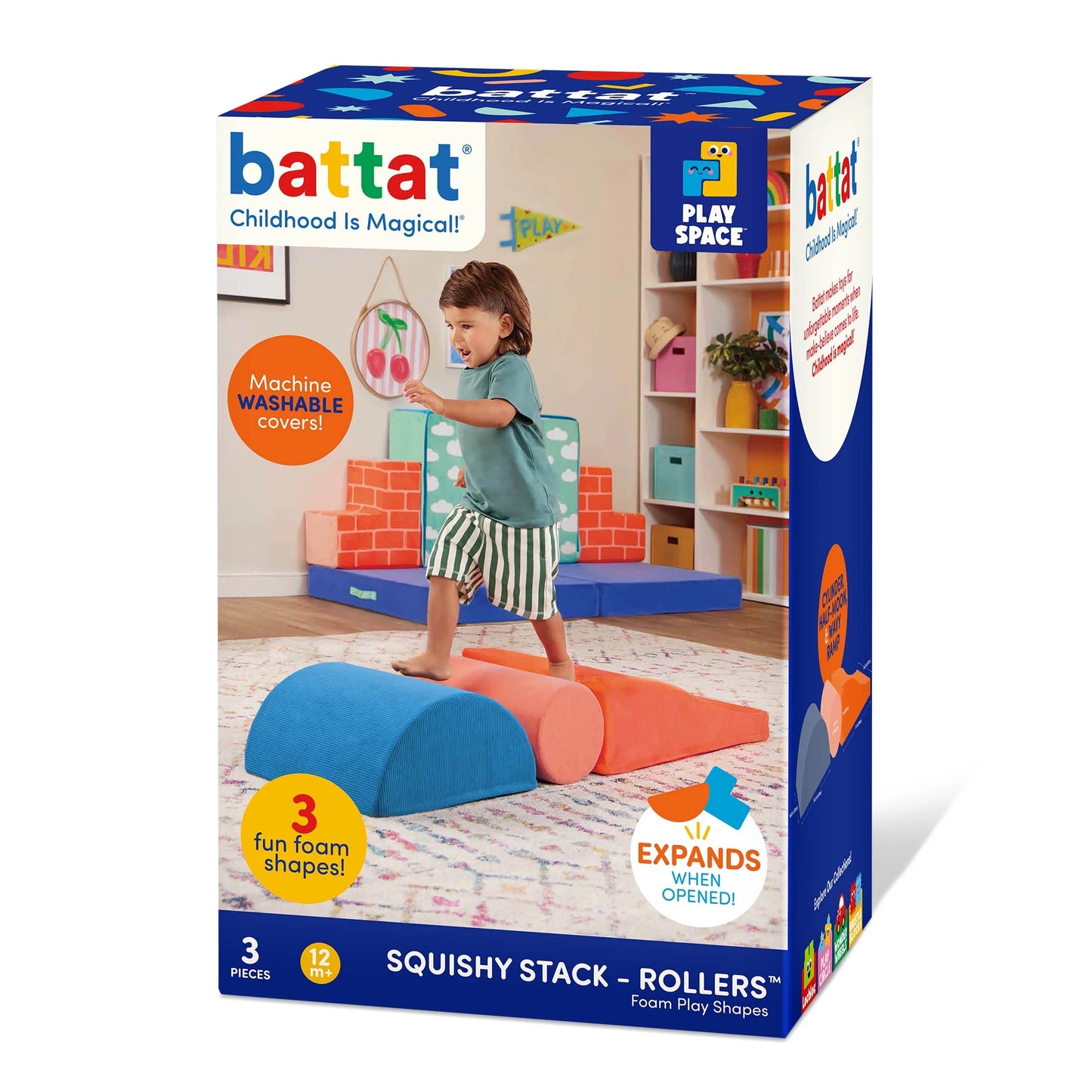 Squishy Stack Rollers 3 Foam Multicolor Play Shapes, Toddler and Preschool Toys