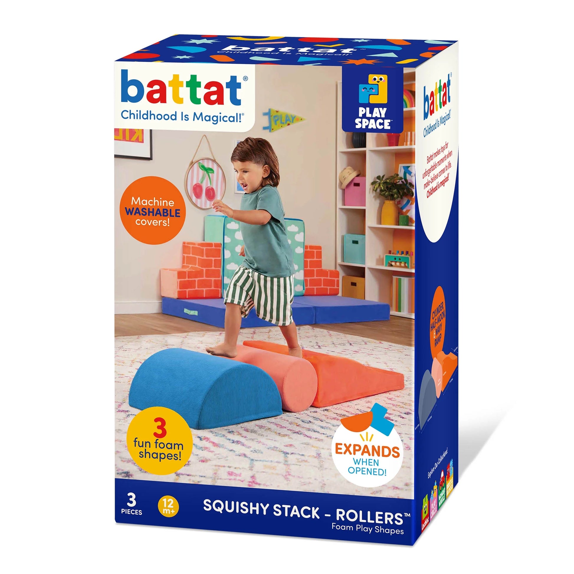 Squishy Stack Rollers 3 Foam Multicolor Play Shapes, Toddler and Preschool Toys