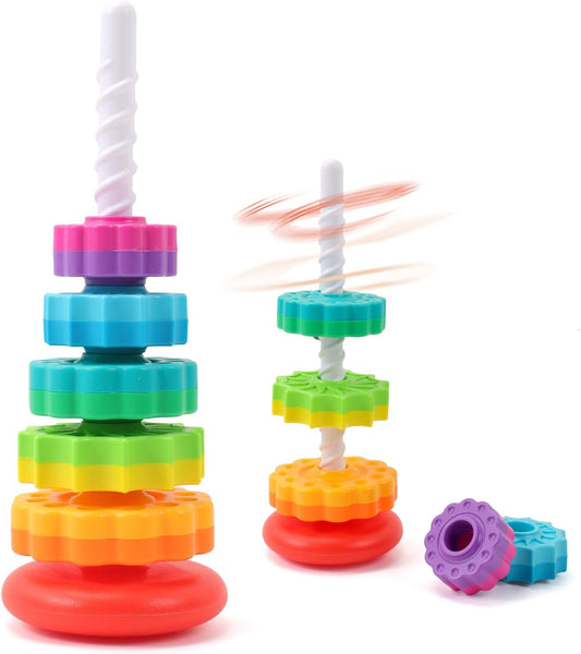 Spinning Stacking Toys, Ring Stacker Montessori Sensory Toy