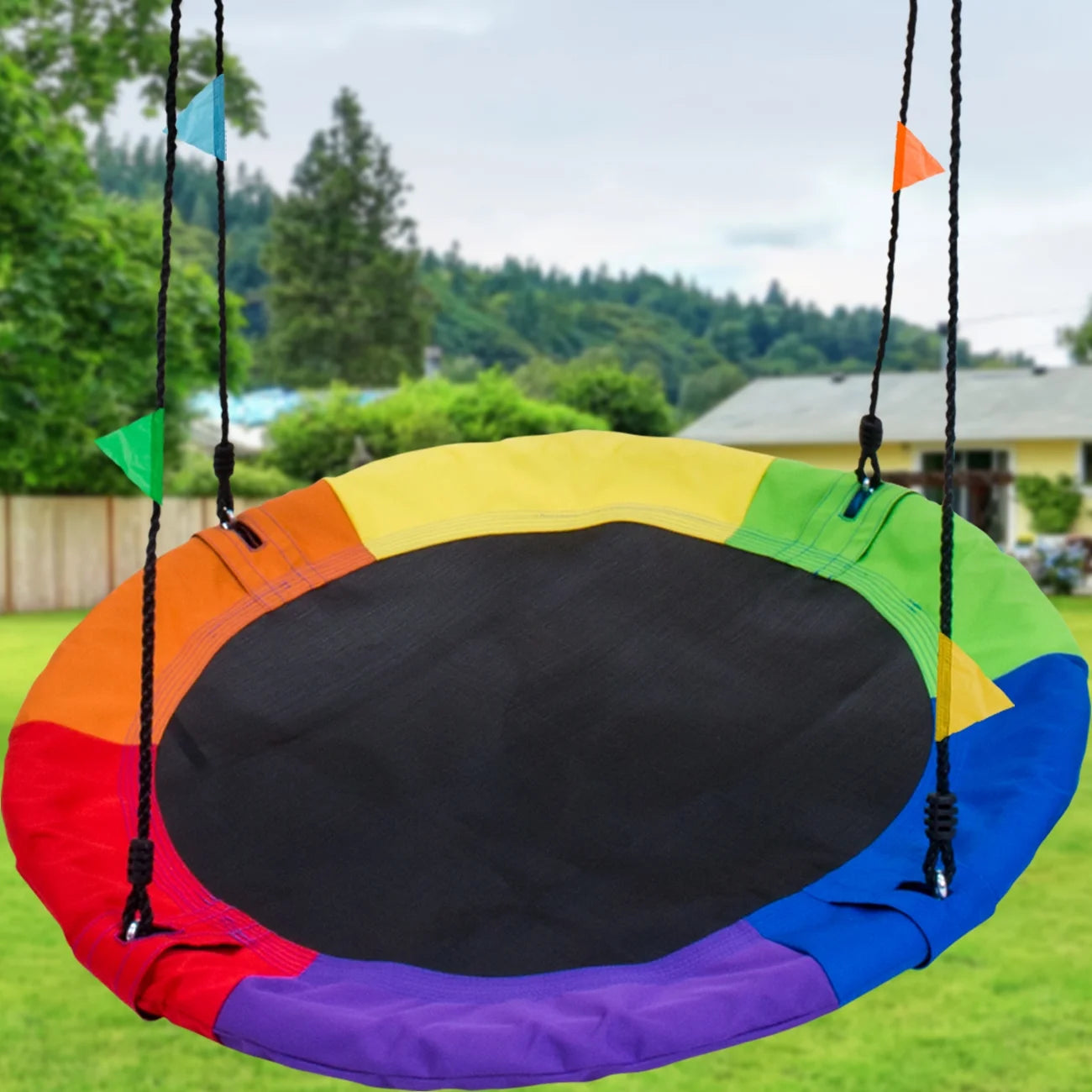 40" Multicolor Saucer Tree Swing Outdoor Playset for Kids