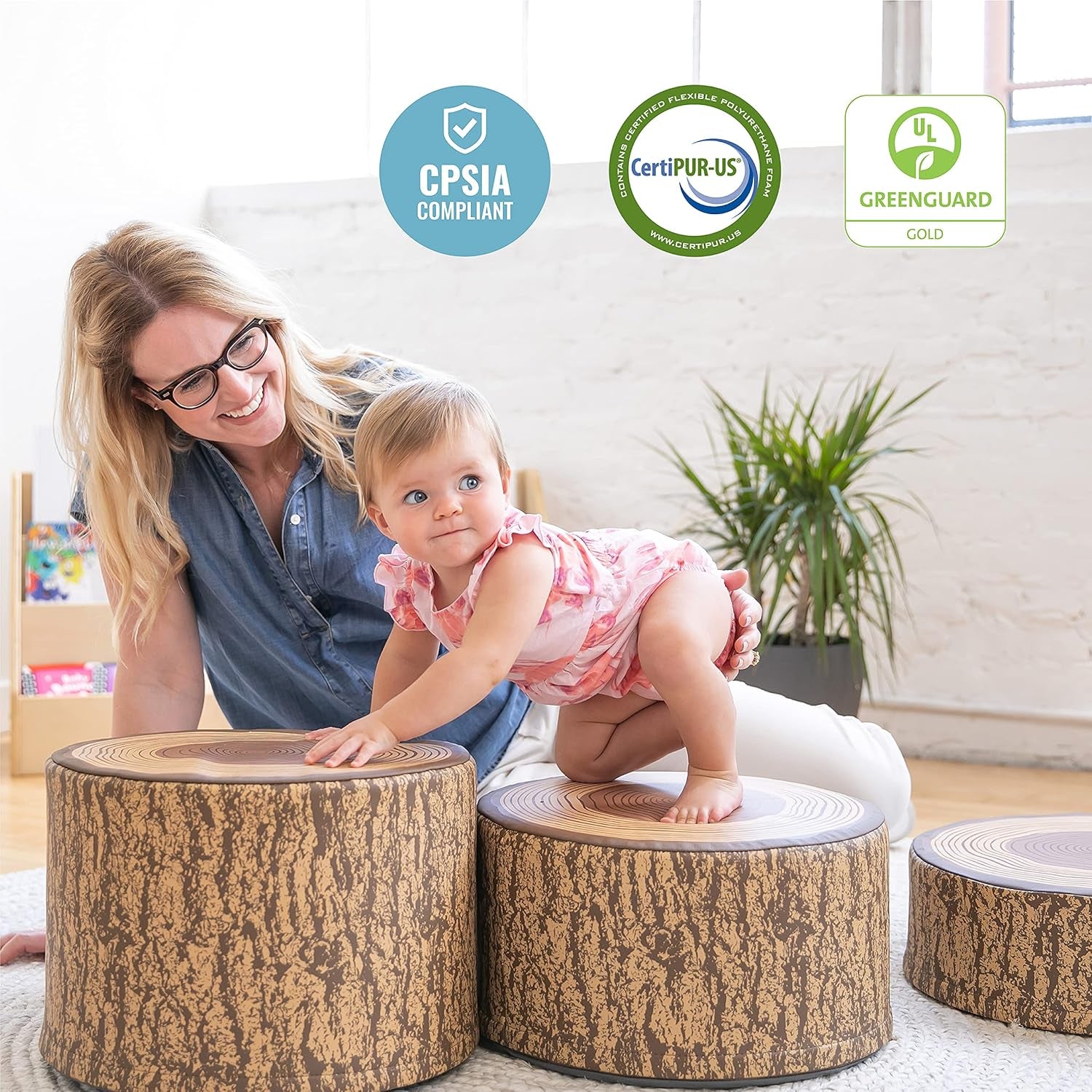 Softzone Tree Stump Stool Set, 3-Piece