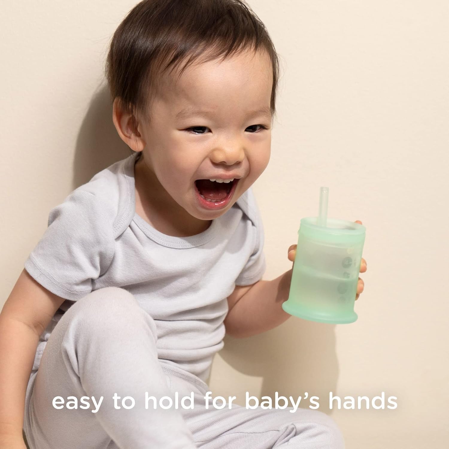 Silicone Training Cup with Straw Lid, 6+ Mo Infant to 12-18 Months Toddler Cup