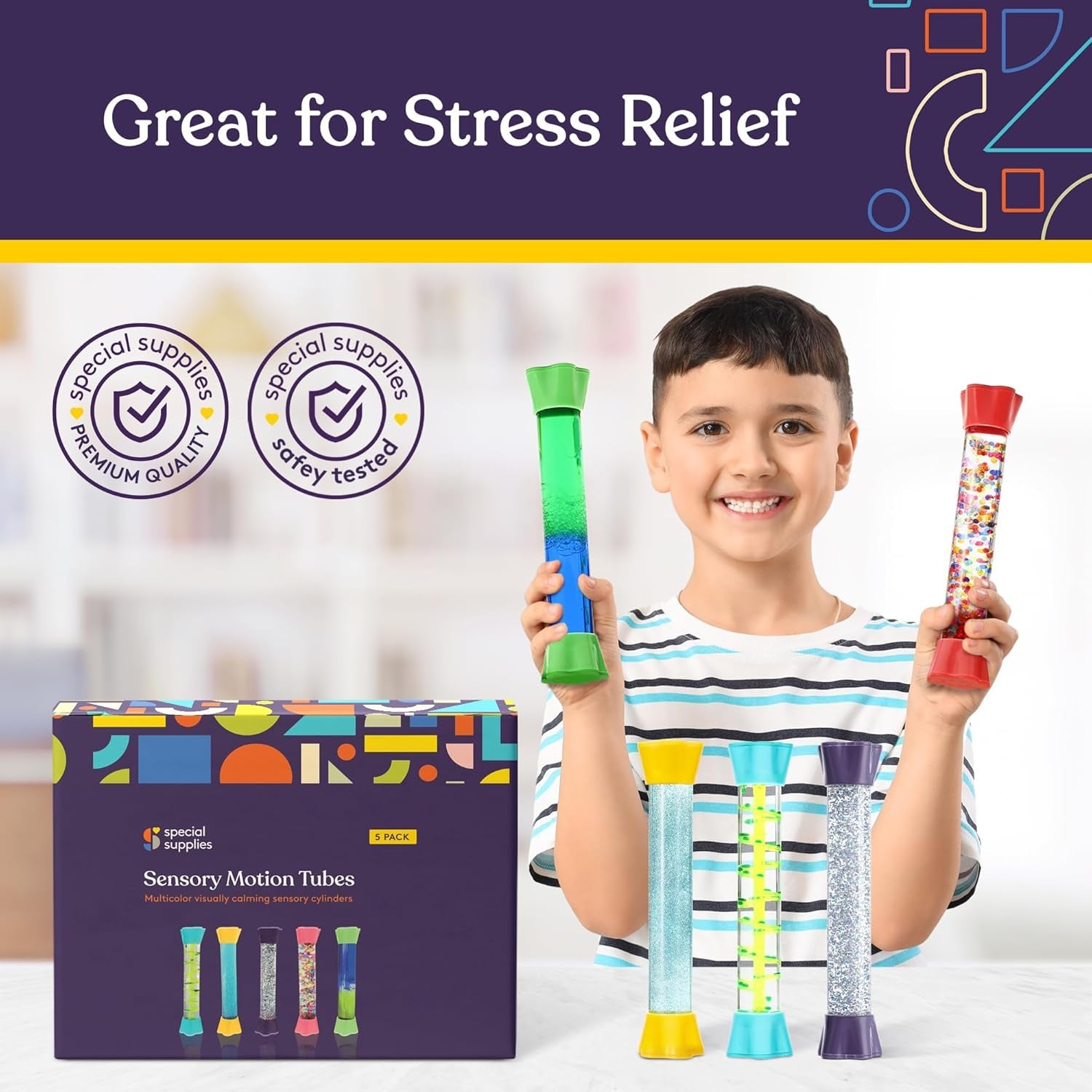 Liquid Motion Bubbler Toy Cool Tubes 5-Pack Colorful Hourglass Timer with Droplet Movement