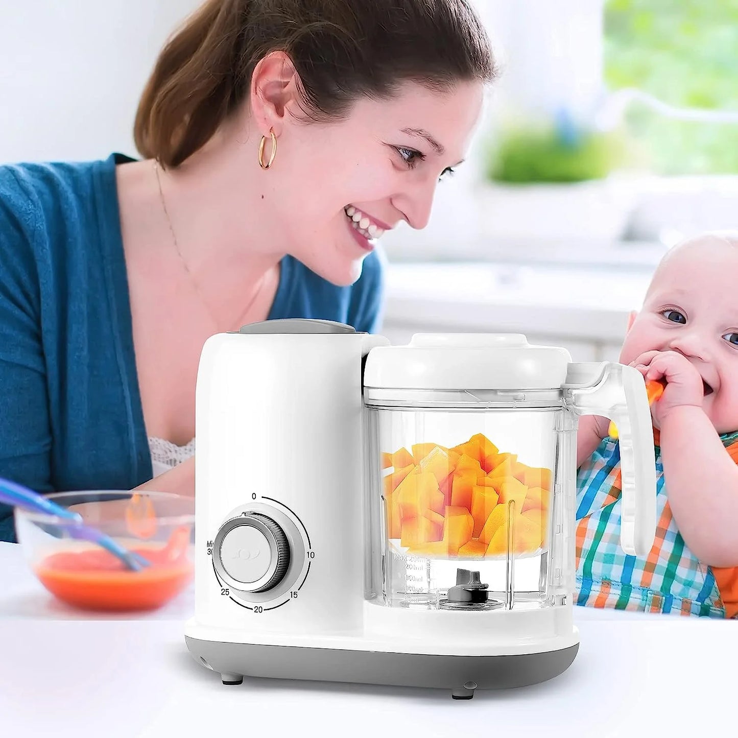 Baby Food Maker Baby Food Processor Puree Blender Multi-Function Steamer Grinder Blender, Baby Food Warmer Mills Machine, Constant Temperature 24H, Auto Cooking & Grinding