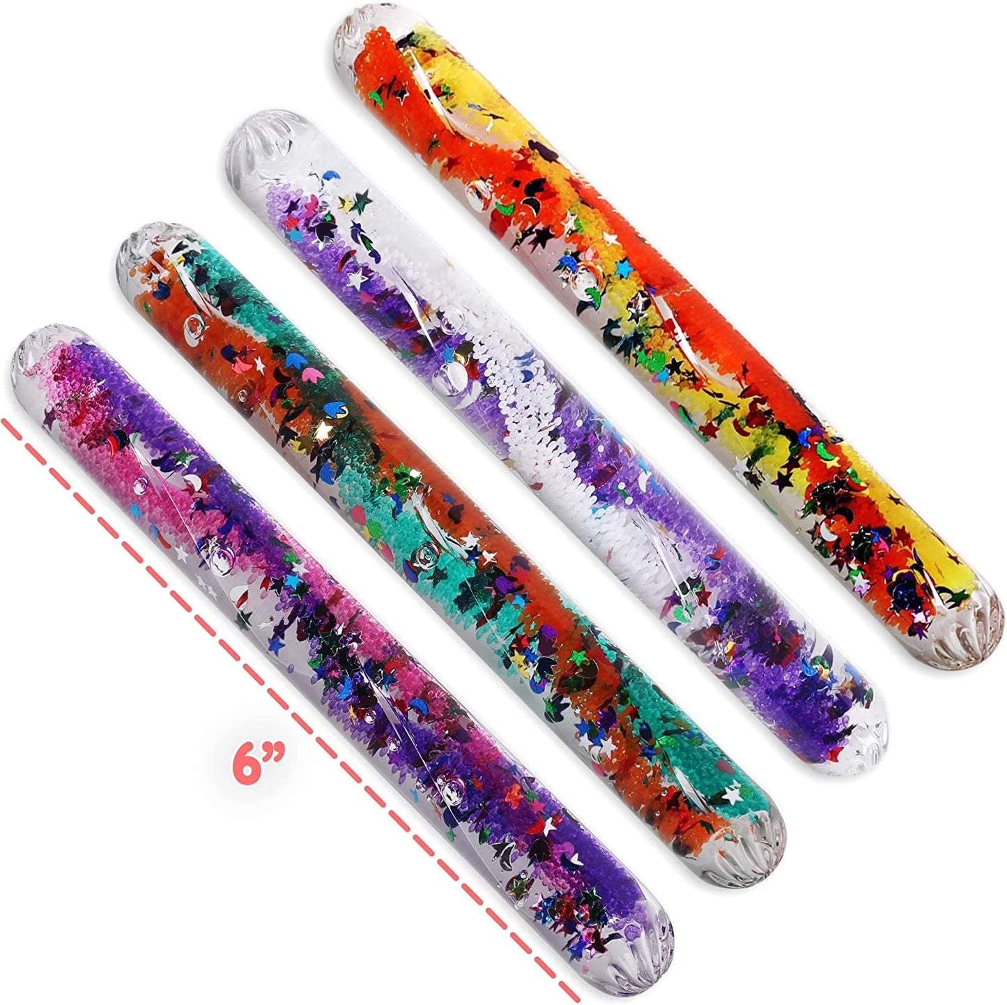 5" Glitter Sensory Wand for Kids Toy 4 Pack