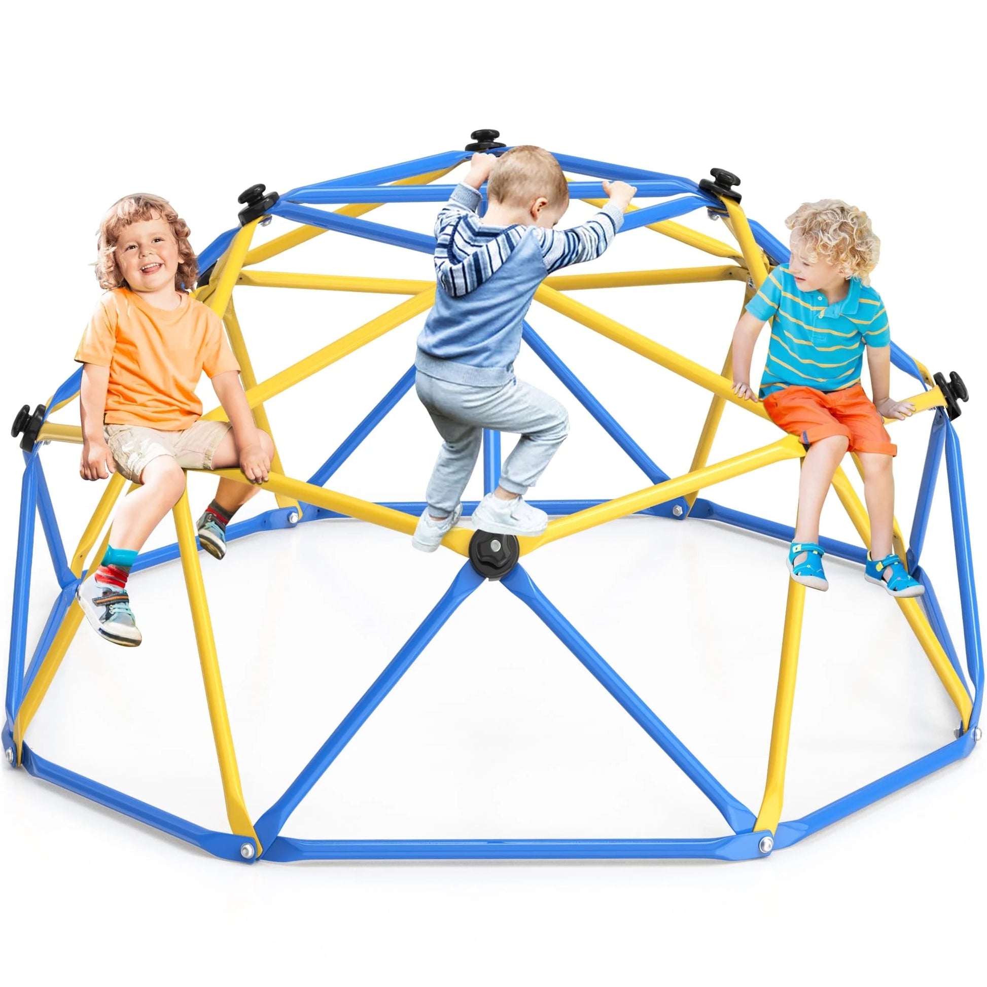 6FT Dome Climber, Jungle Gym for Kids 3-5 Year Outdoor Play Center, Supporting 600 Lbs Rugged and Interesting Climbing Dome, Yellow and Blue