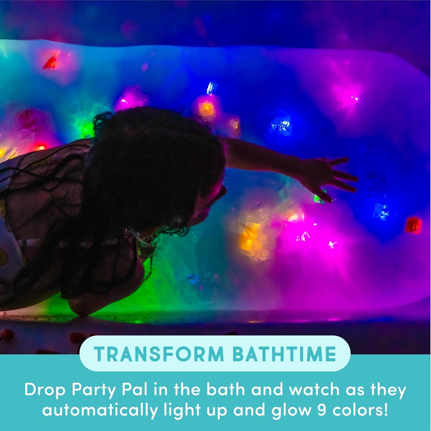 New, Water - Activated Bath Toy with 6 Reusable Light-Up Cubes for Sensory Play (Glo Pals)