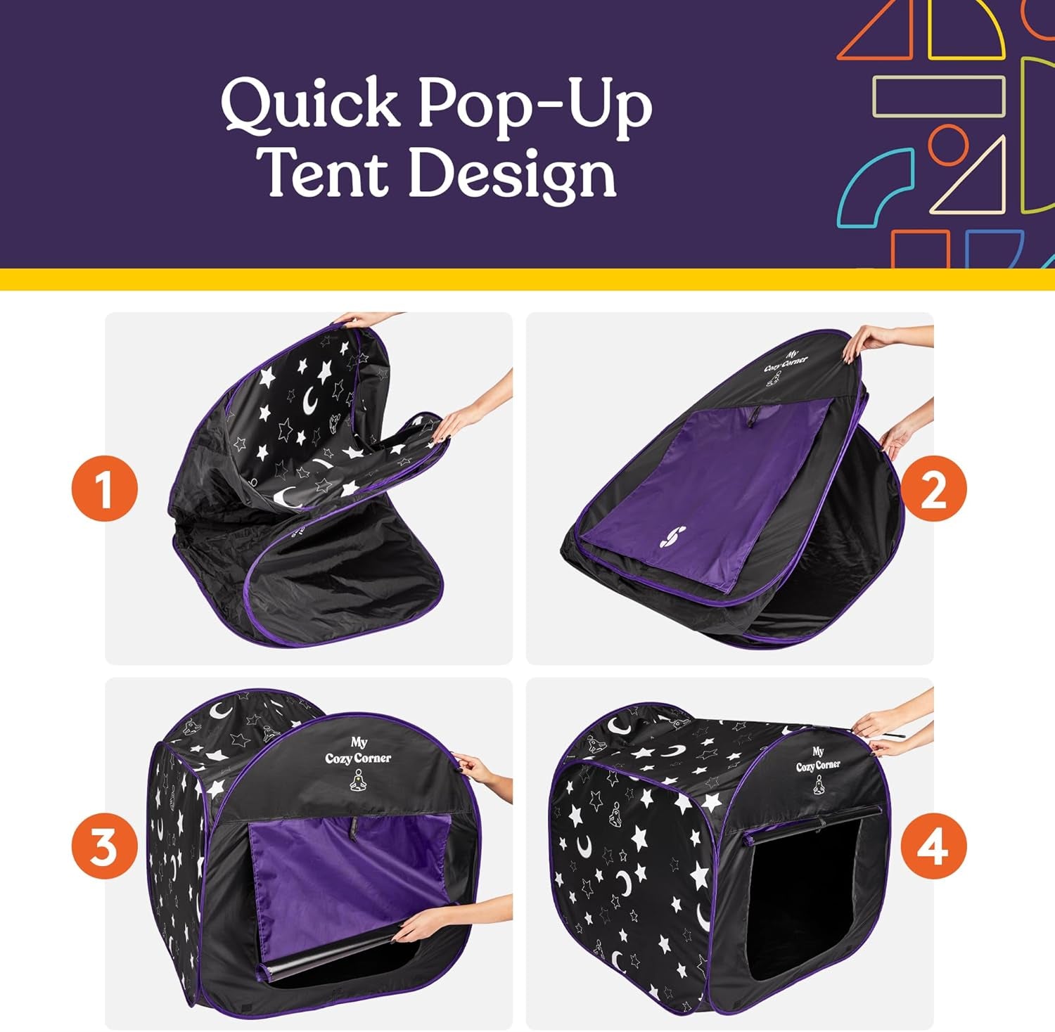 Blackout Sensory Tent for Kids, with Fiber Optic Lamp and Glow-In-The-Dark Fuzzy Blanket