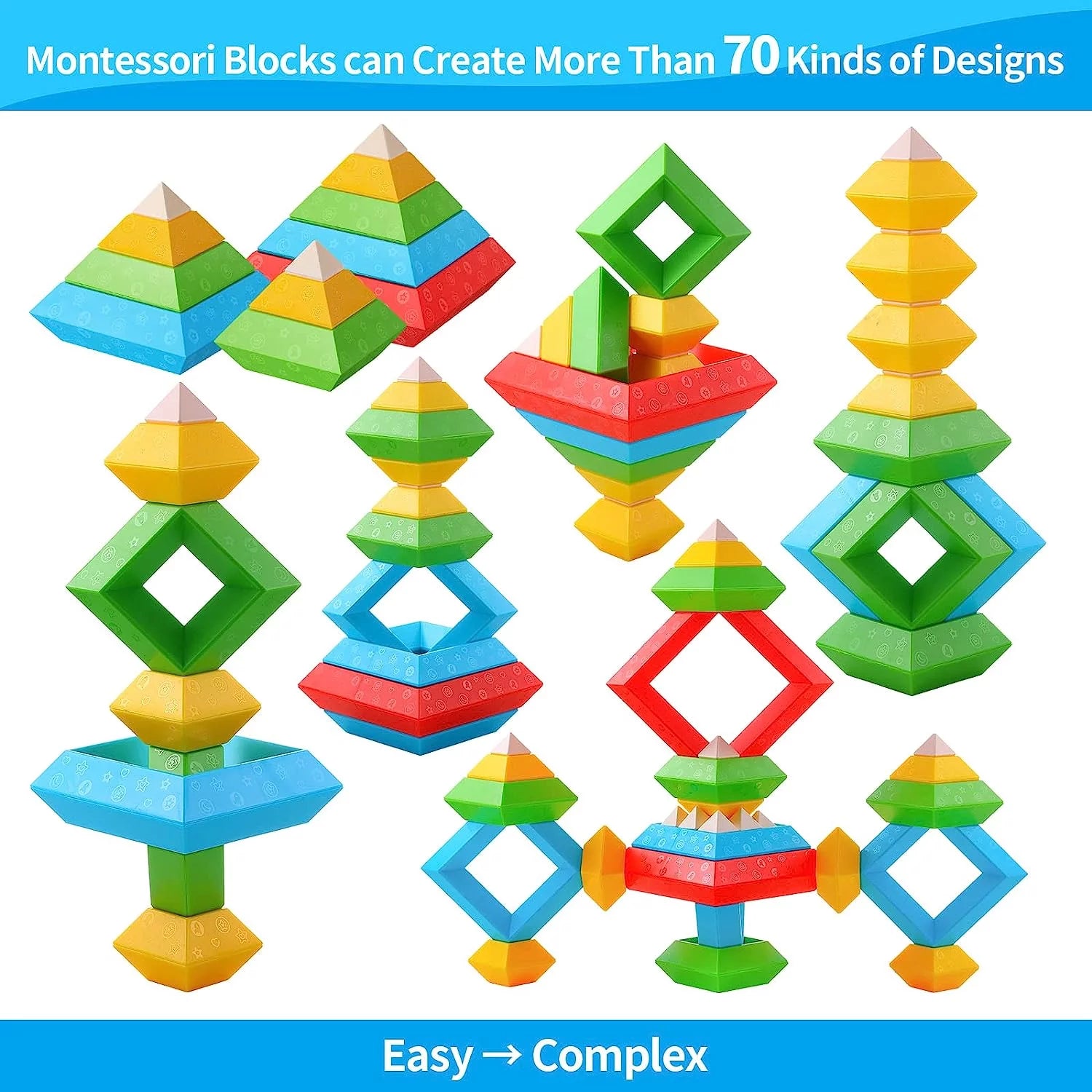 Stacking Building Blocks Educational Montessori Toy, 30 Piece Set