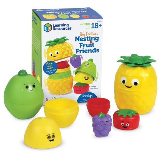 Big Feelings Nesting Fruit Friends, Social Emotional Toys for Toddlers, Sensory Toys, Speech Therapy Materials, Easter Toys ,Ages 18+ Months, 9 Pieces