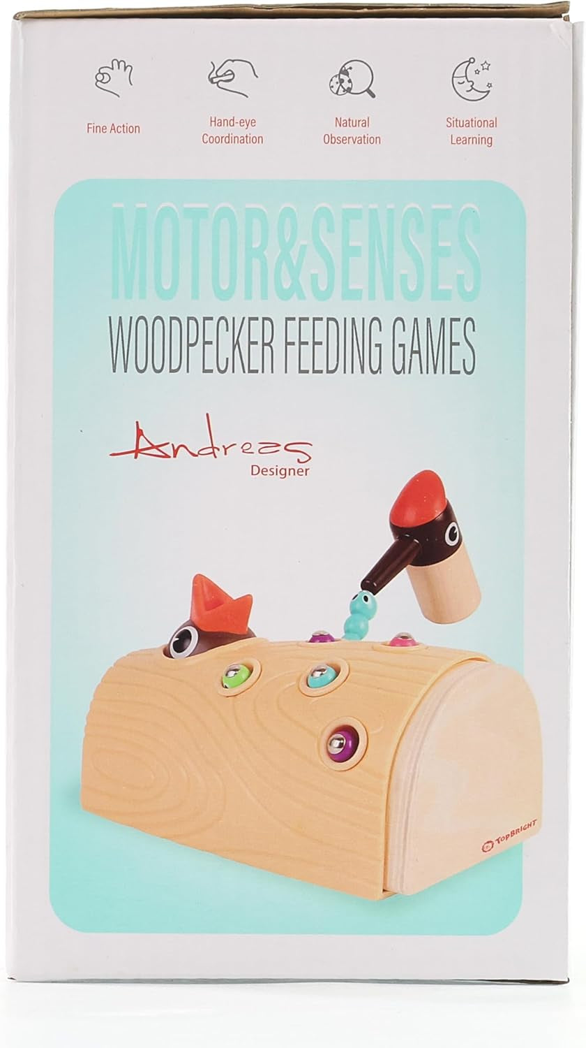 Montessori Toys, Woodpecker Worm Magnetic Bird Feeding Game